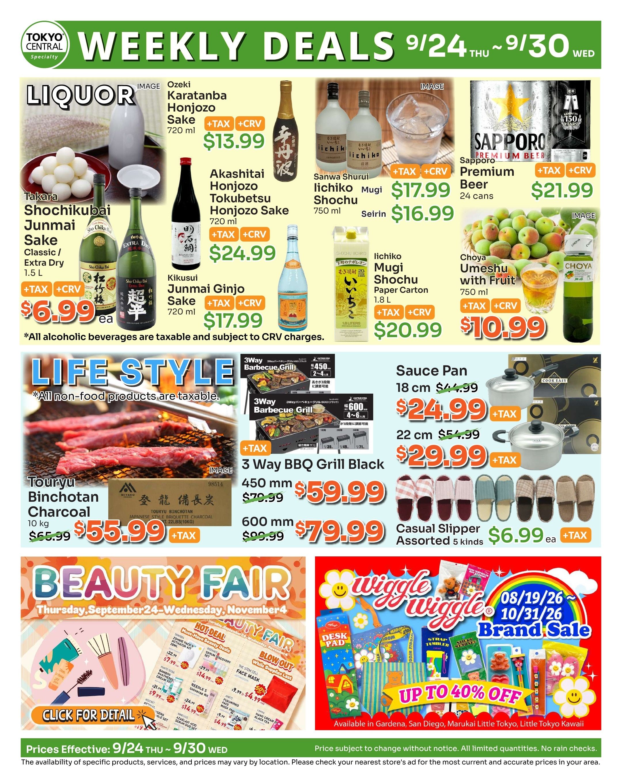 Tokyo Central and Marukai (California) Weekly Ad September 24 - 30, 2026