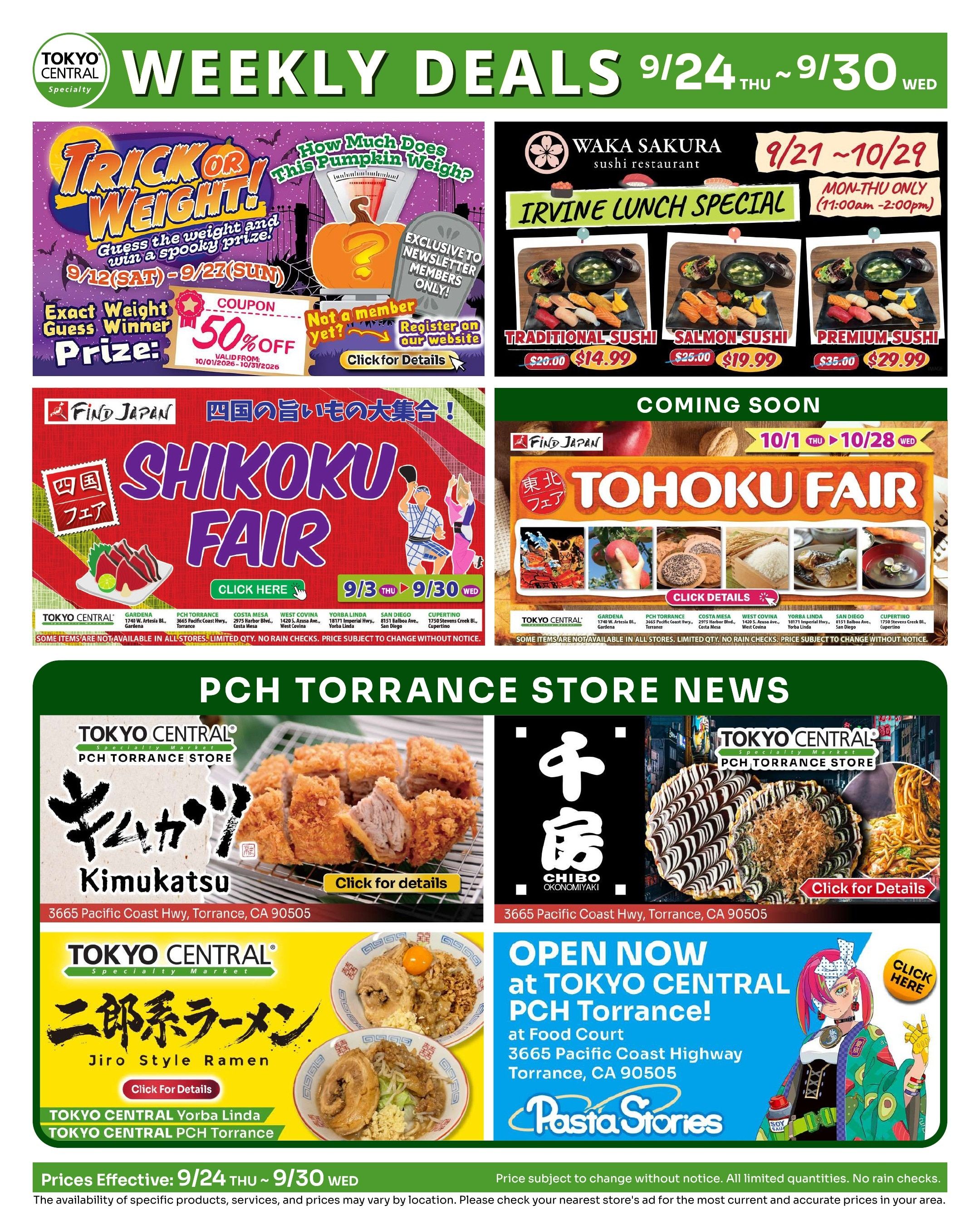 Tokyo Central and Marukai (California) Weekly Ad September 24 - 30, 2026