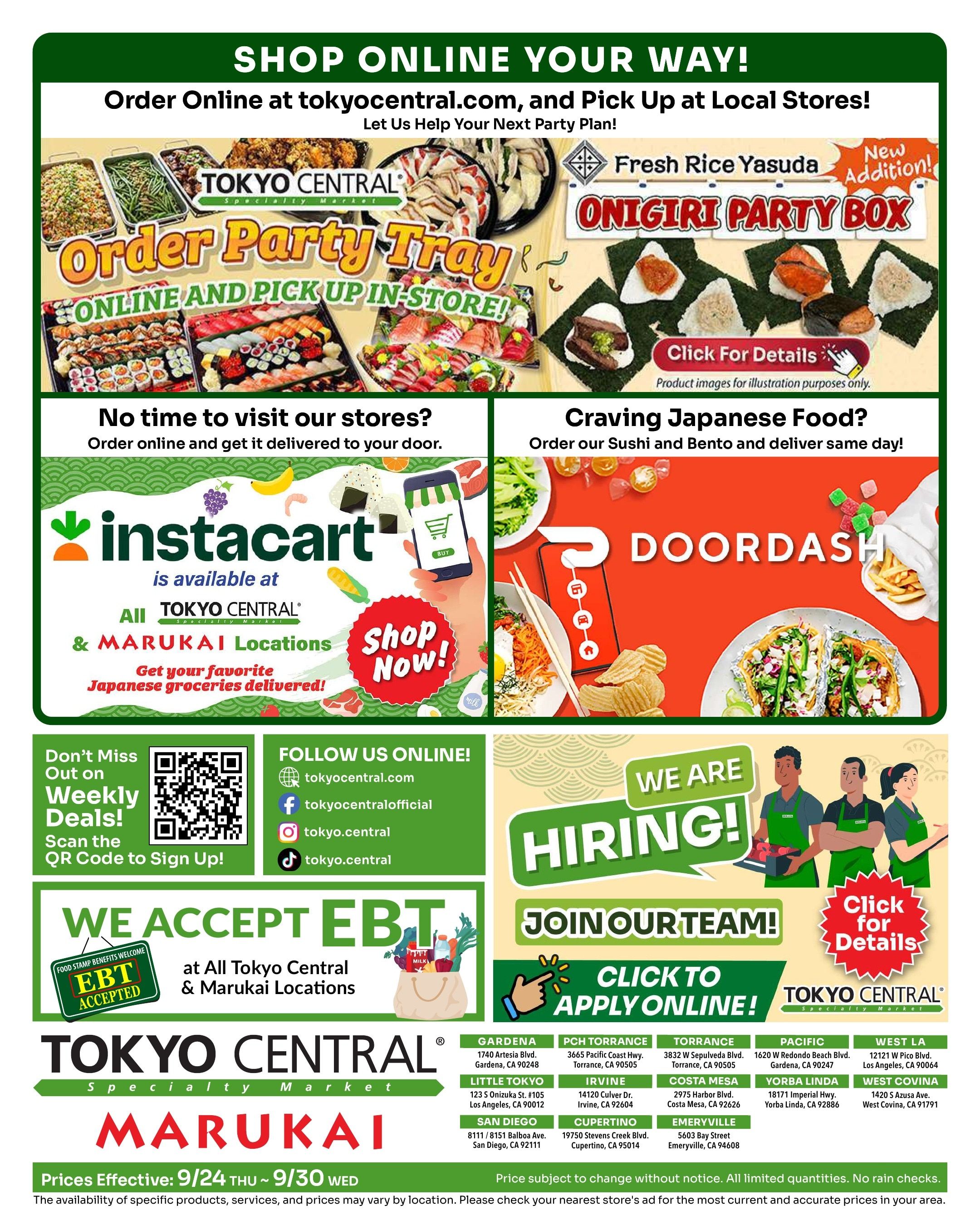 Tokyo Central and Marukai (California) Weekly Ad September 24 - 30, 2026
