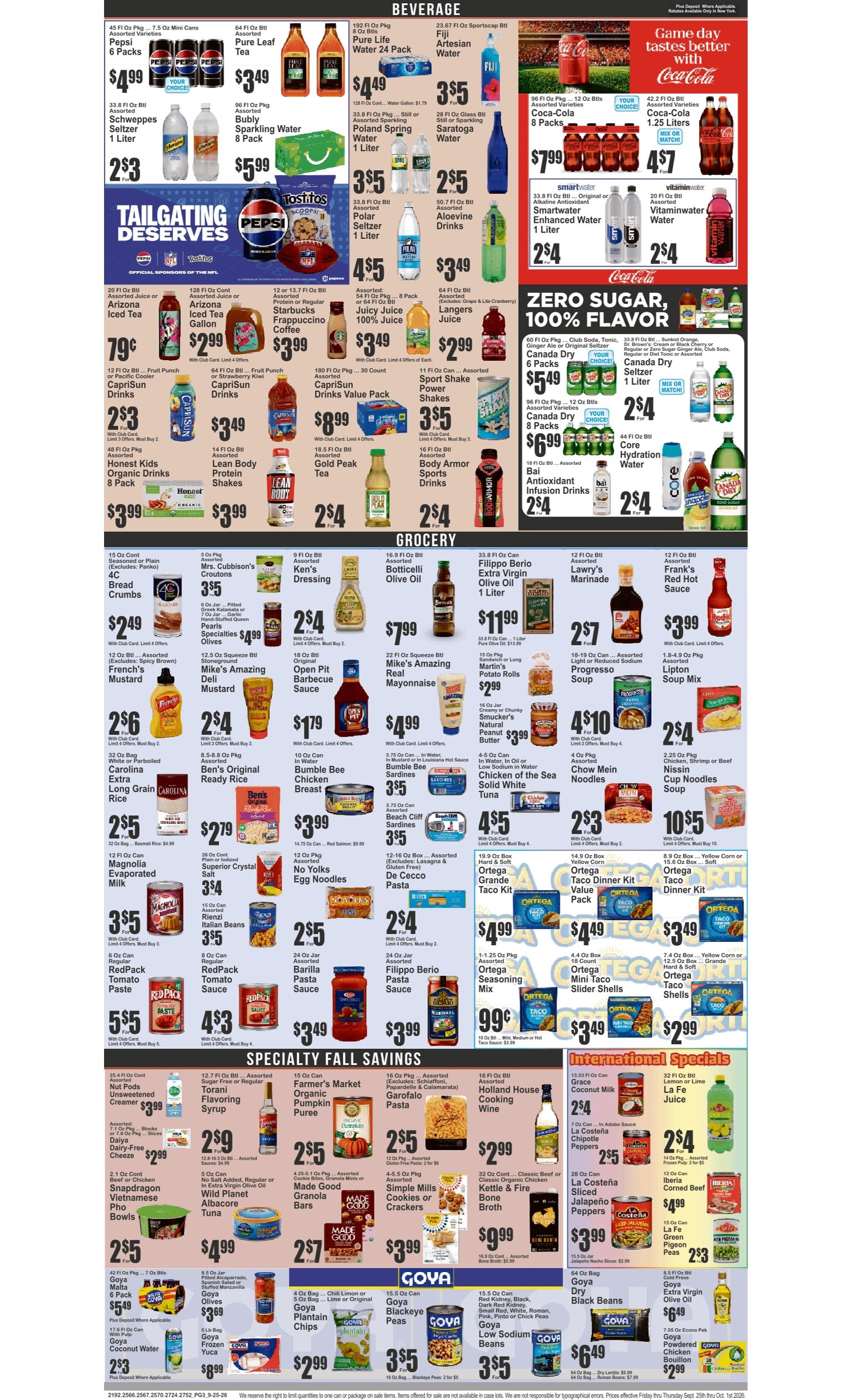 Food Universe (82 W. Kingsbridge Rd., Bronx, NY) 09/25 - 10/01 Preview Weekly Ad September 25 - October 1, 2026