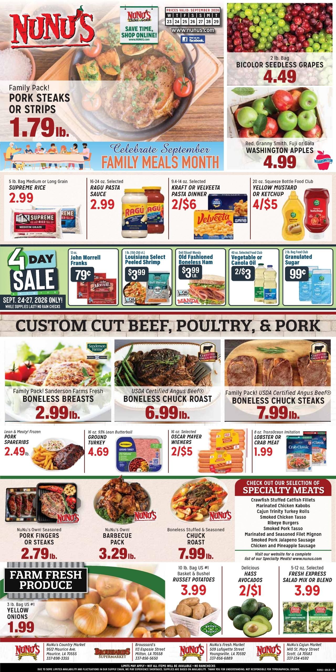 Nunu's Markets Weekly Ad September 23 - 29, 2026