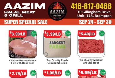 Aazim Halal Meat & Grill Flyer September 24 to 30
