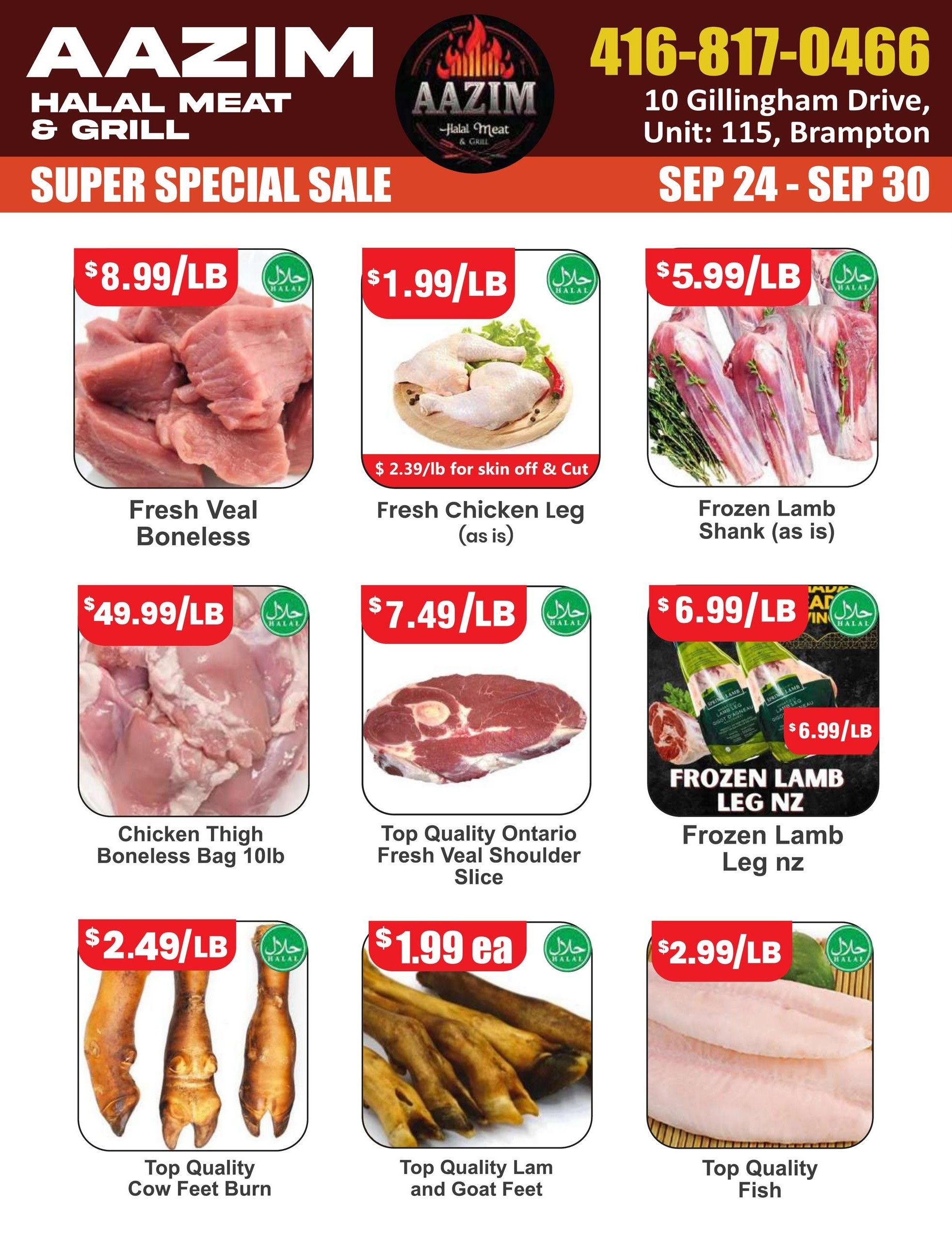 Aazim Halal Meat & Grill Flyer September 24 to 30