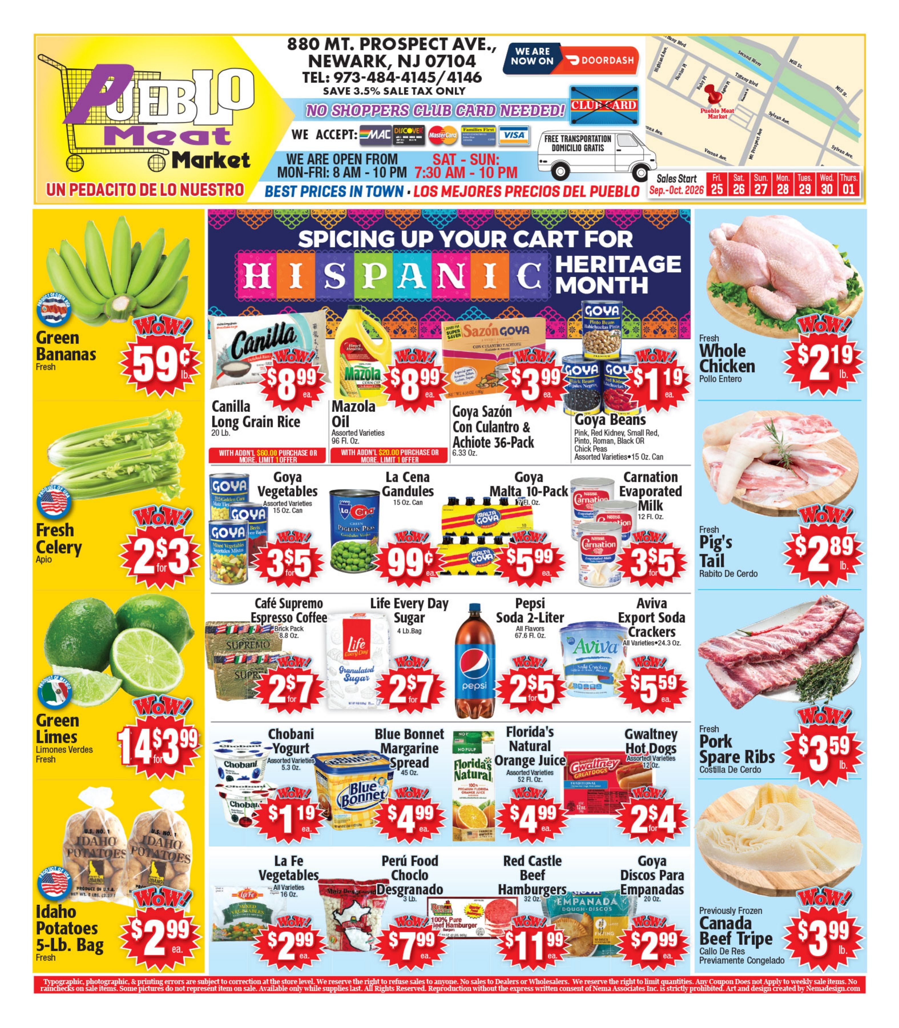Pueblo Meat Market (880 Mt. Prospect Avenue, Newark, NJ) Weekly Ad September 26 - October 2, 2026
