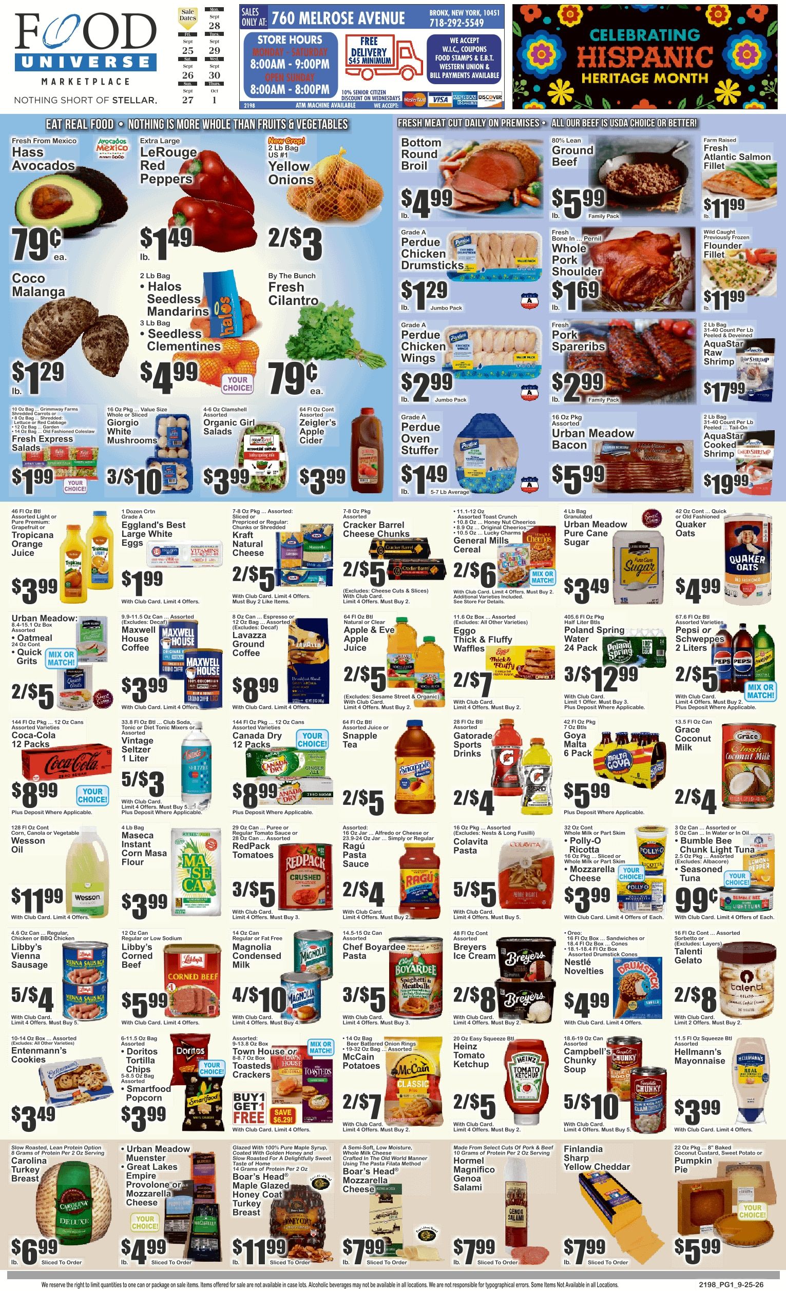 Food Universe (760 Melrose Ave., Bronx, NY) 09/25 - 10/01 Preview Weekly Ad September 25 - October 1, 2026