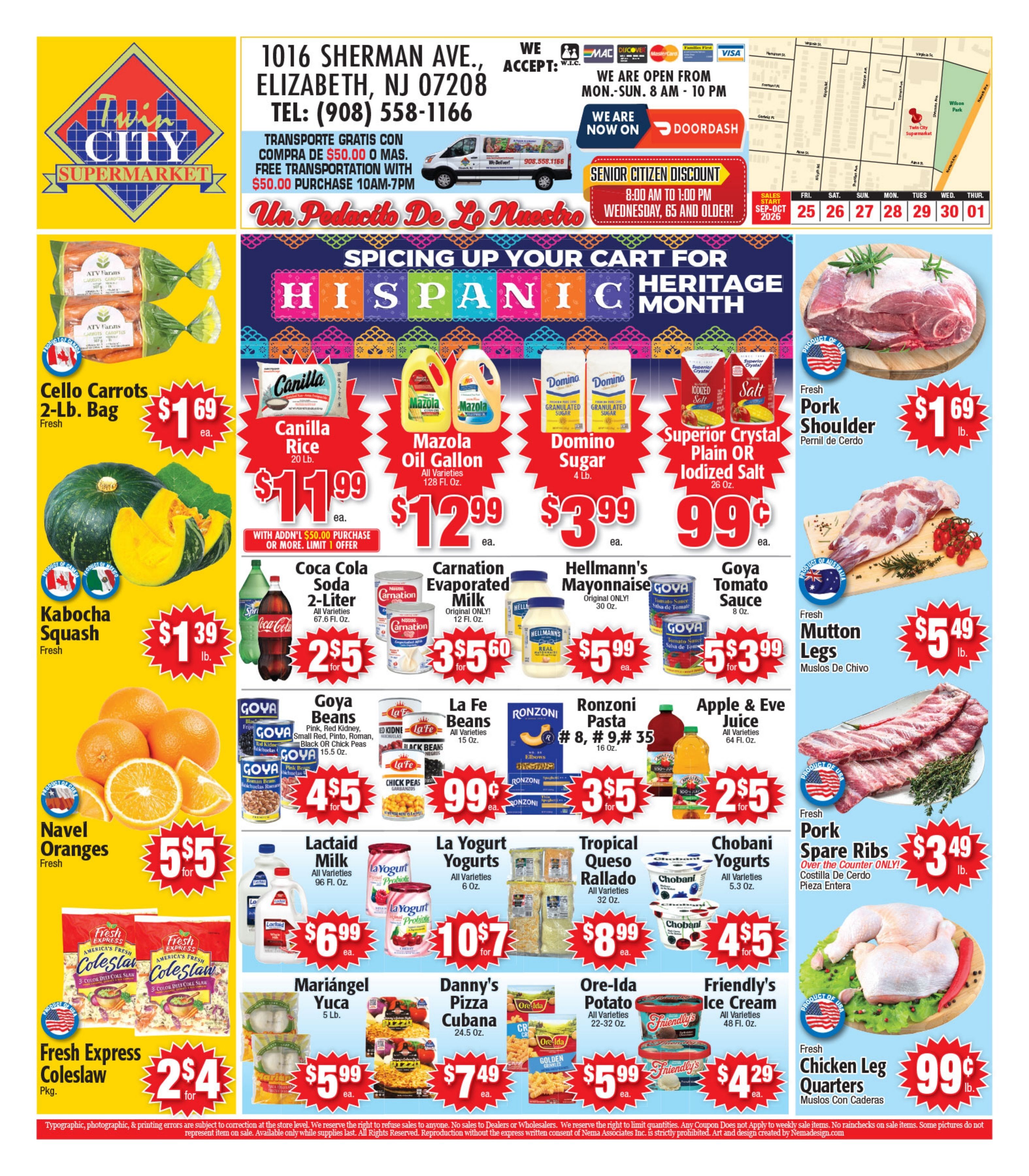 Twin City Supermarket (1016 Sherman Avenue, Elizabeth, NJ) Weekly Ad September 26 - October 2, 2026