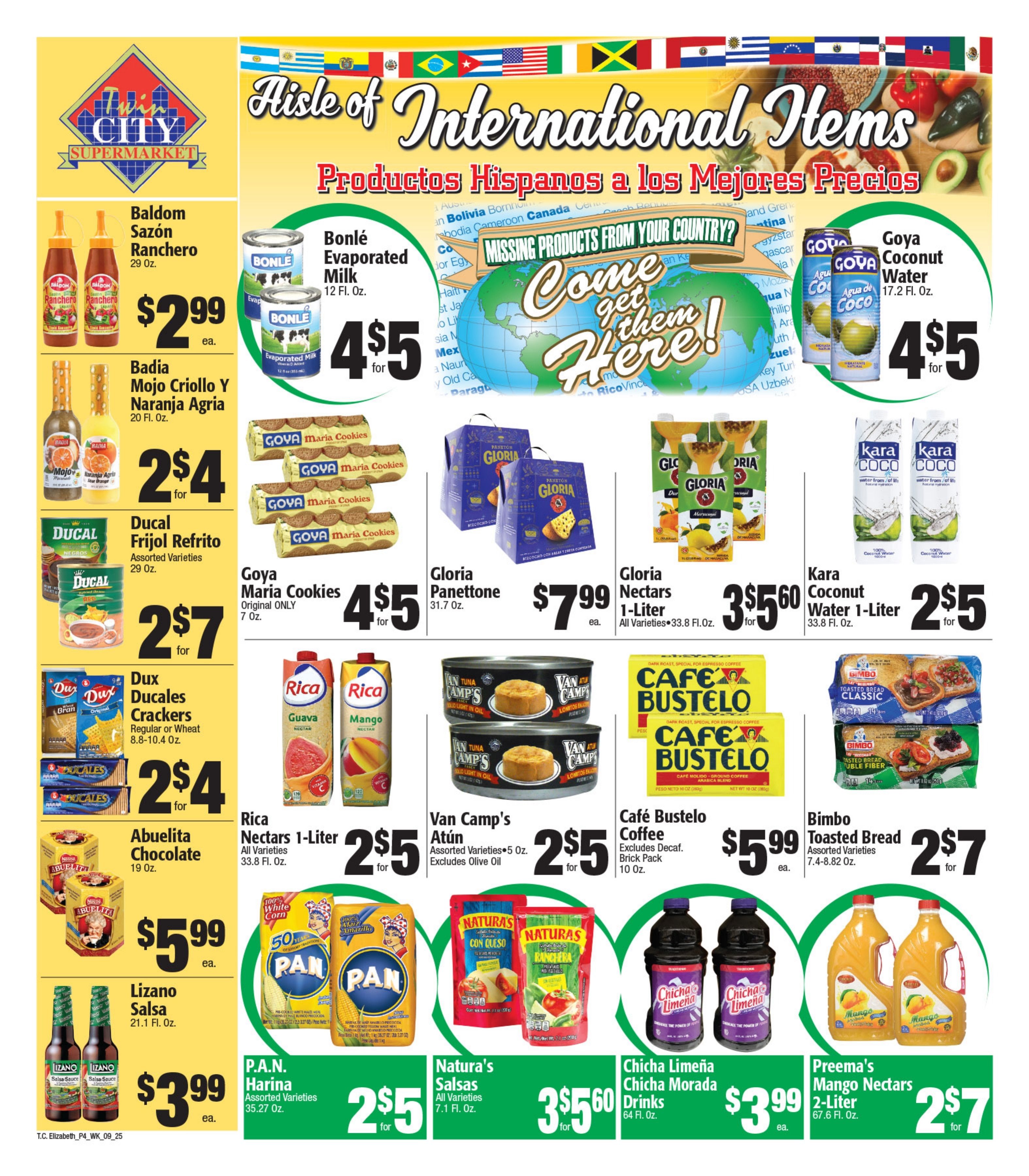 Twin City Supermarket (1016 Sherman Avenue, Elizabeth, NJ) Weekly Ad September 26 - October 2, 2026