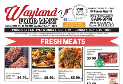 Wayland Food Mart Weekly Ad September 21 - 27, 2026