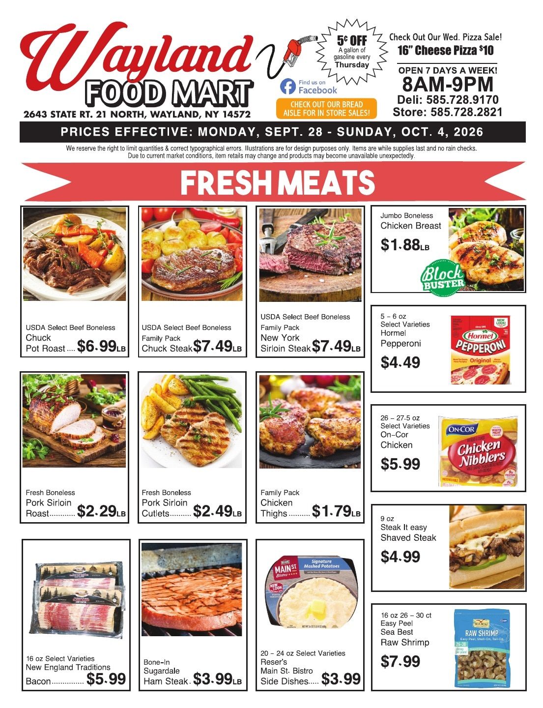 Wayland Food Mart Weekly Ad September 28 - October 4, 2026