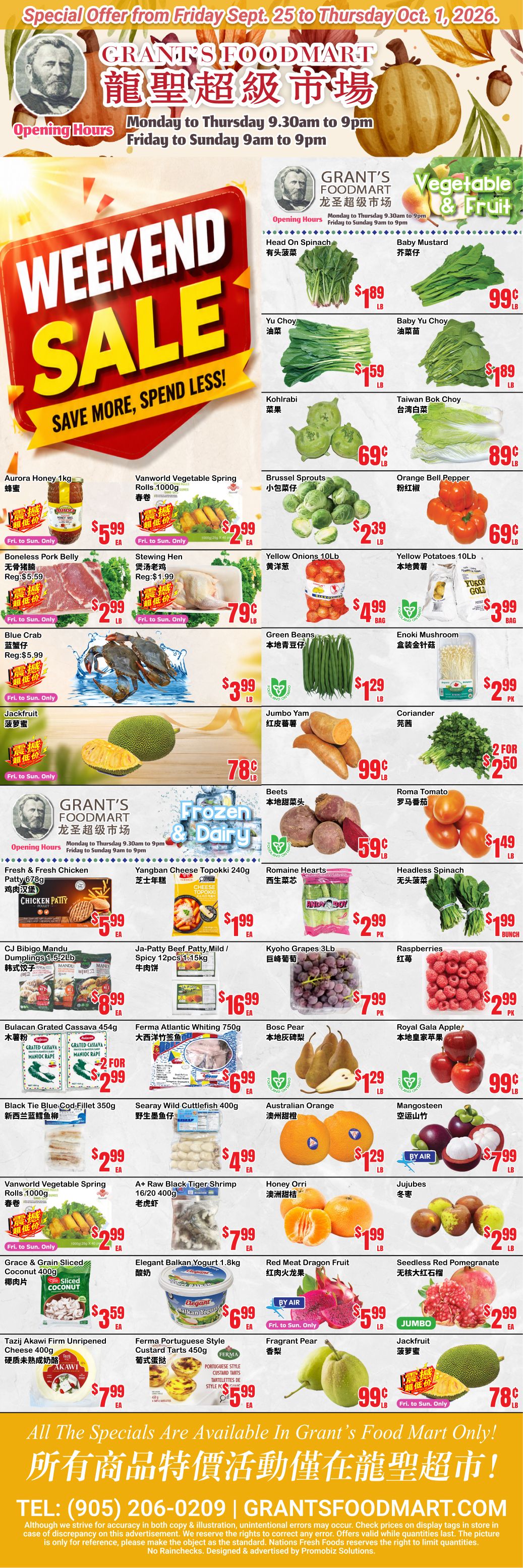 Grant's Food Mart Flyer September 25 to October 1