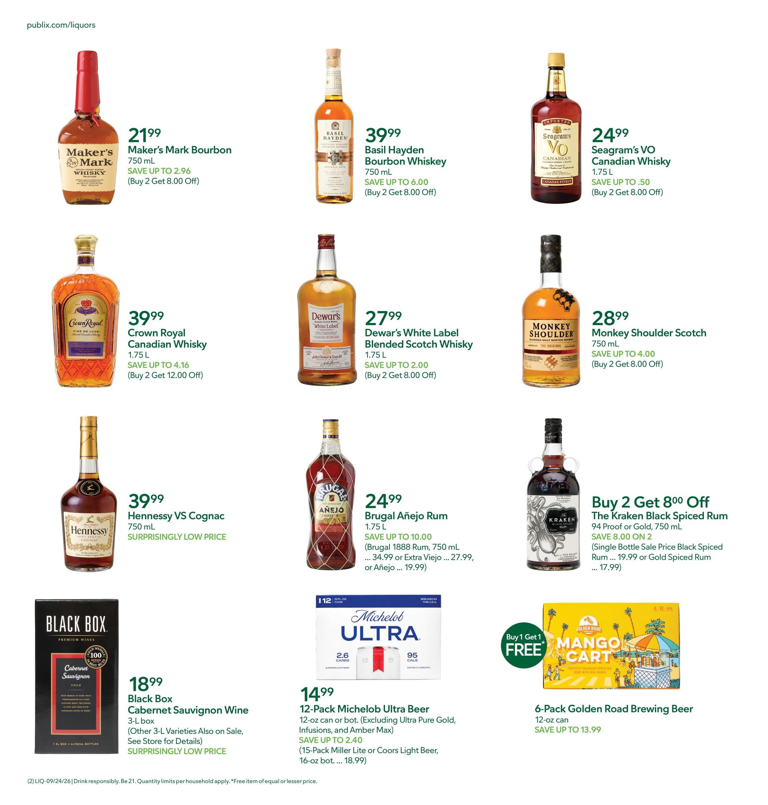 Publix Liquors Liquor Weekly Ad September 24 - 30, 2026
