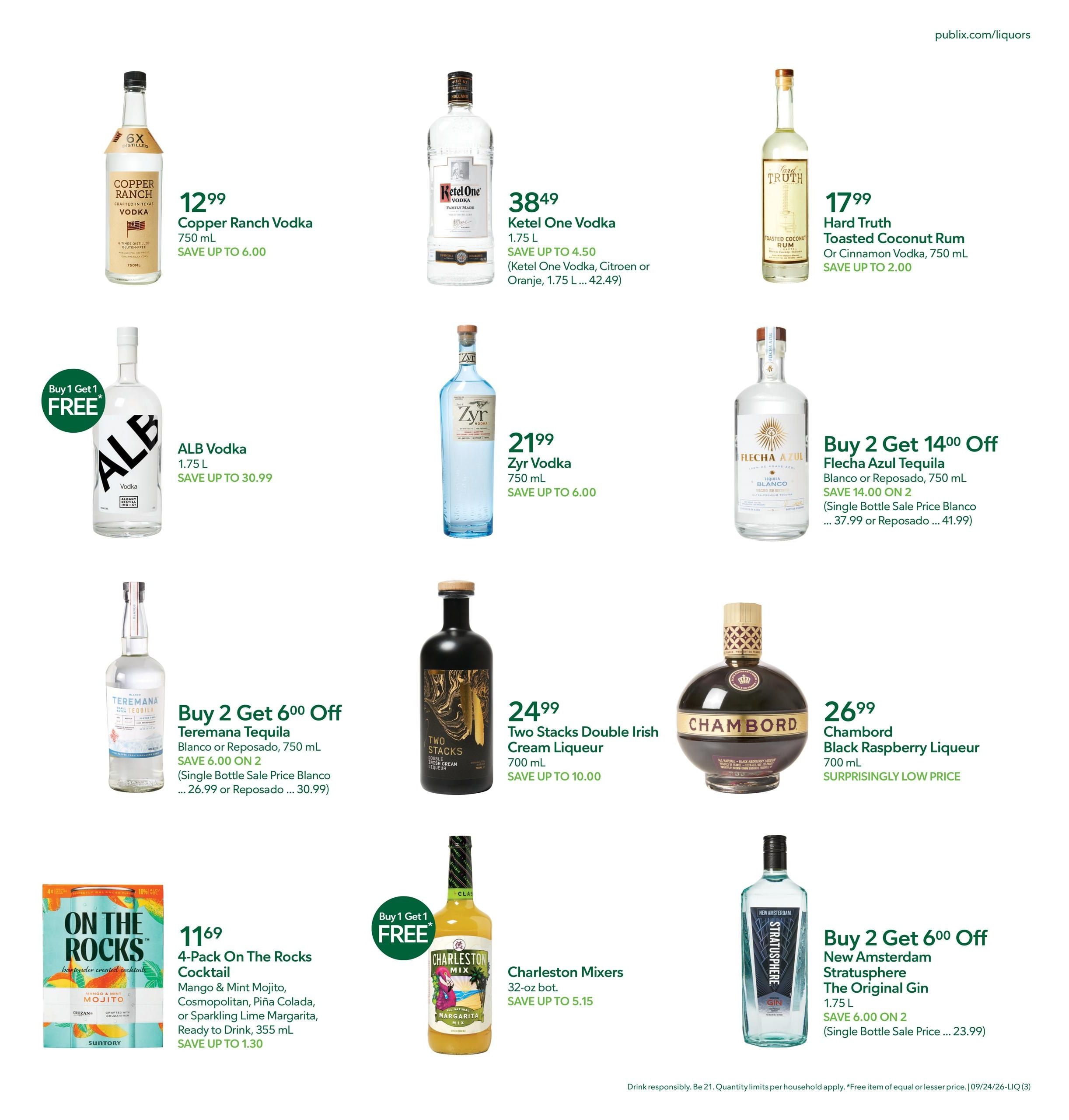 Publix Liquors Liquor Weekly Ad September 24 - 30, 2026