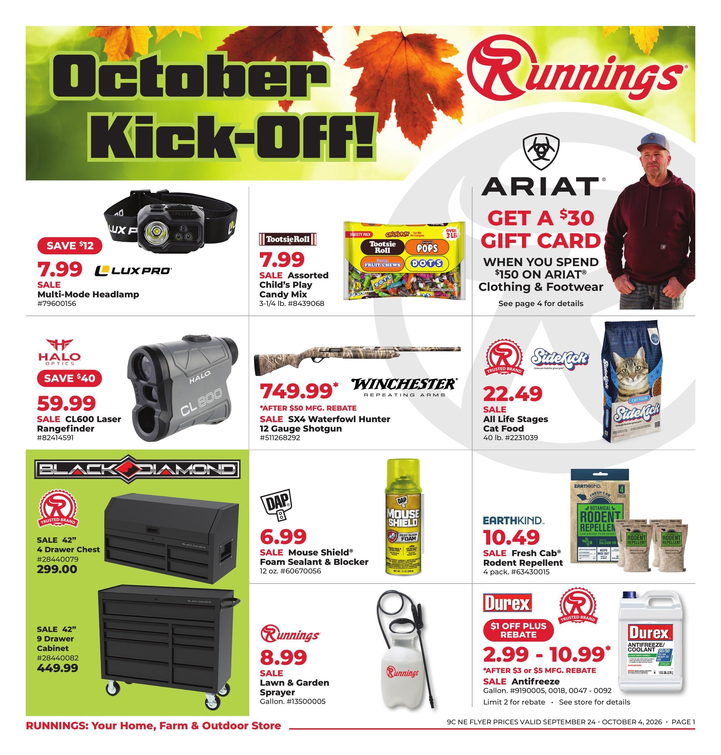 Runnings (Athol Area, MA) October Kick-Off! Weekly Ad September 24 - October 4, 2026