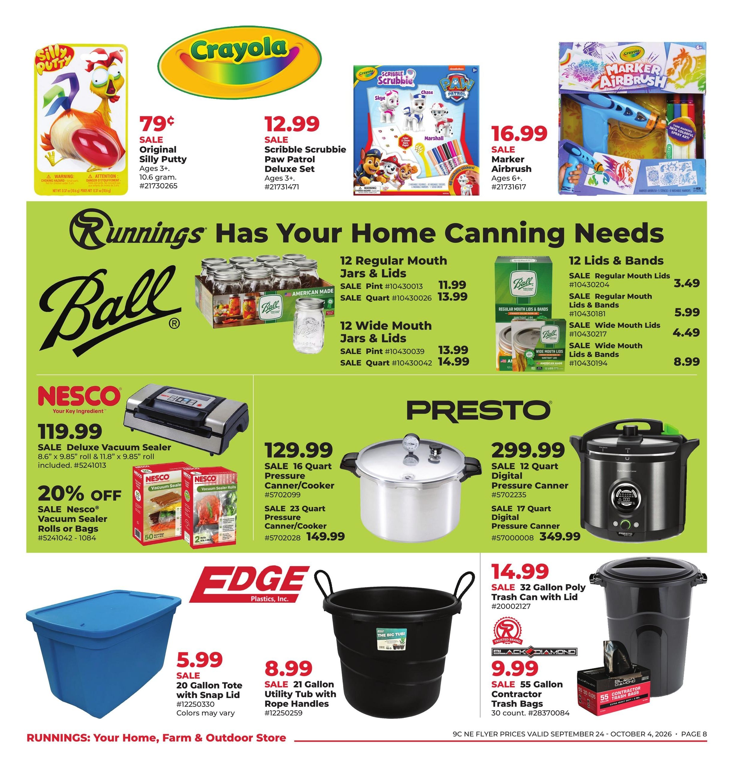 Runnings (Athol Area, MA) October Kick-Off! Weekly Ad September 24 - October 4, 2026