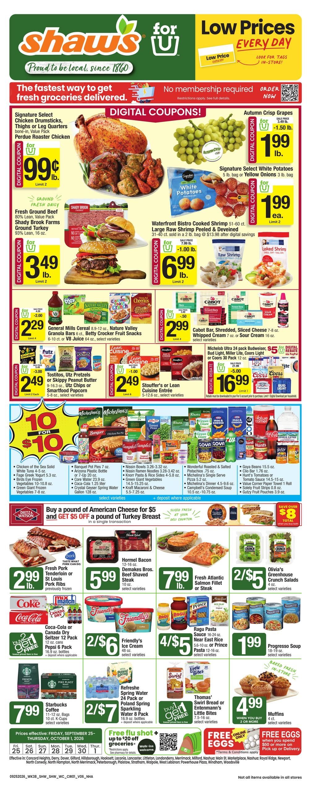 Shaw's (Athol Area, MA) Weekly Ad September 25 - October 1, 2026