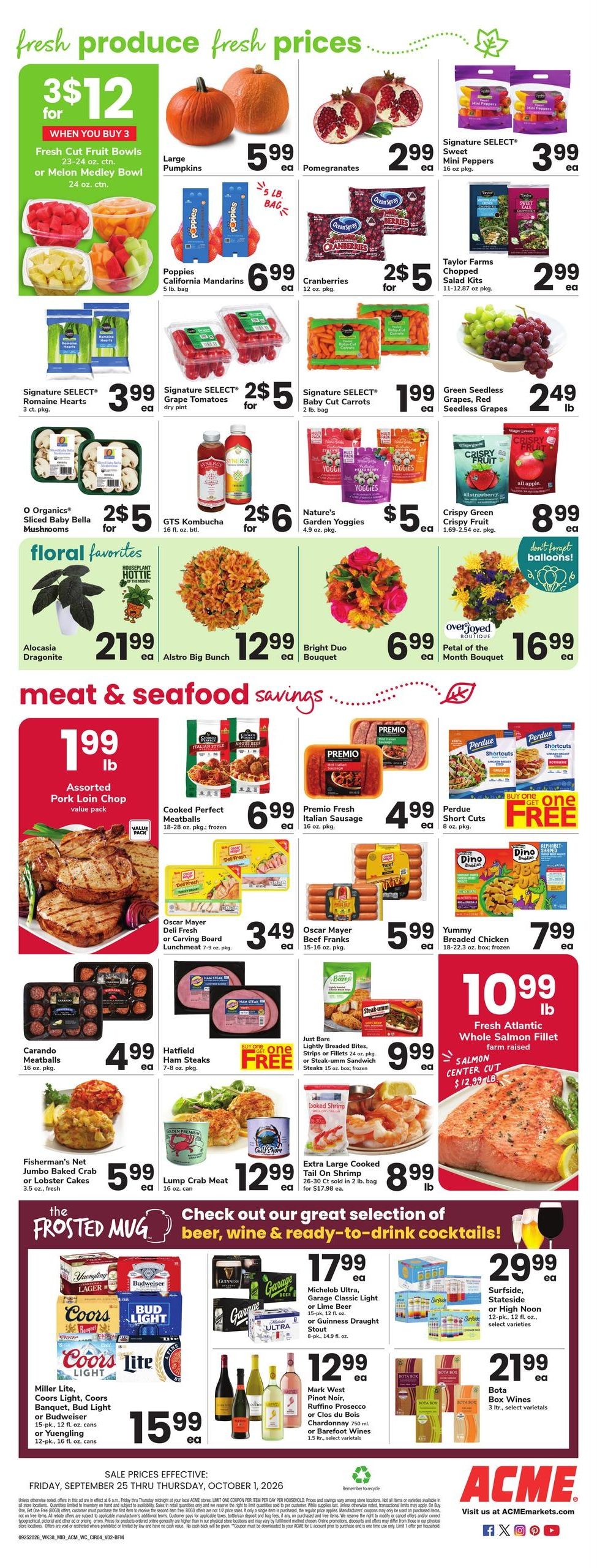 Acme Markets (Allentown Area, PA) Weekly Ad September 25 - October 1, 2026