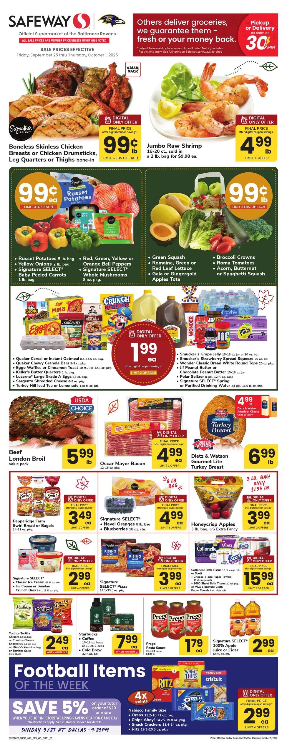Safeway (Bethany Beach Area, DE) Weekly Ad September 25 - October 1, 2026