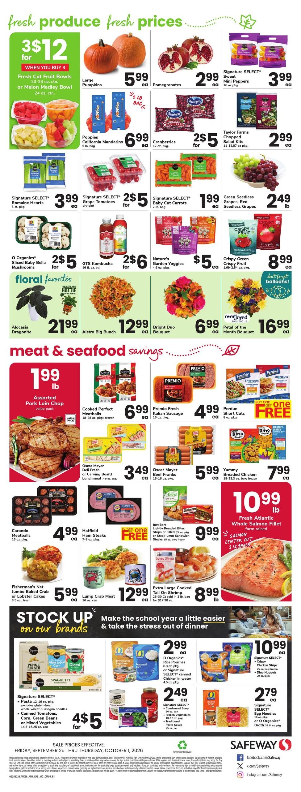 Safeway (Bethany Beach Area, DE) Weekly Ad September 25 - October 1, 2026