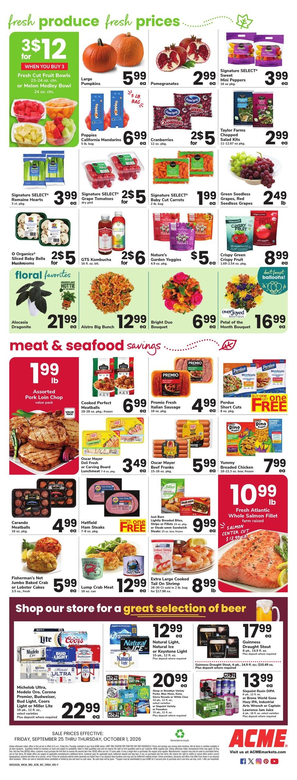 Acme Markets (Amenia Area, NY) Weekly Ad September 25 - October 1, 2026