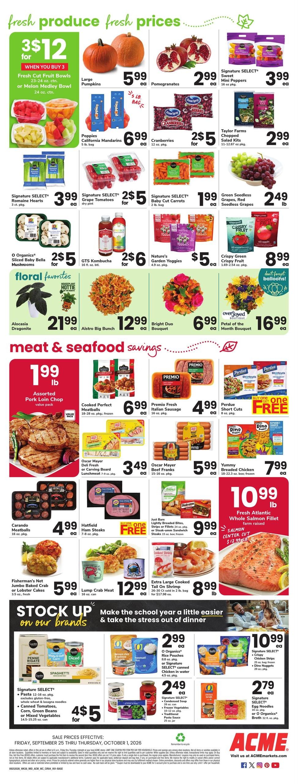 Acme Markets (Bethany Beach Area, DE) Weekly Ad September 25 - October 1, 2026
