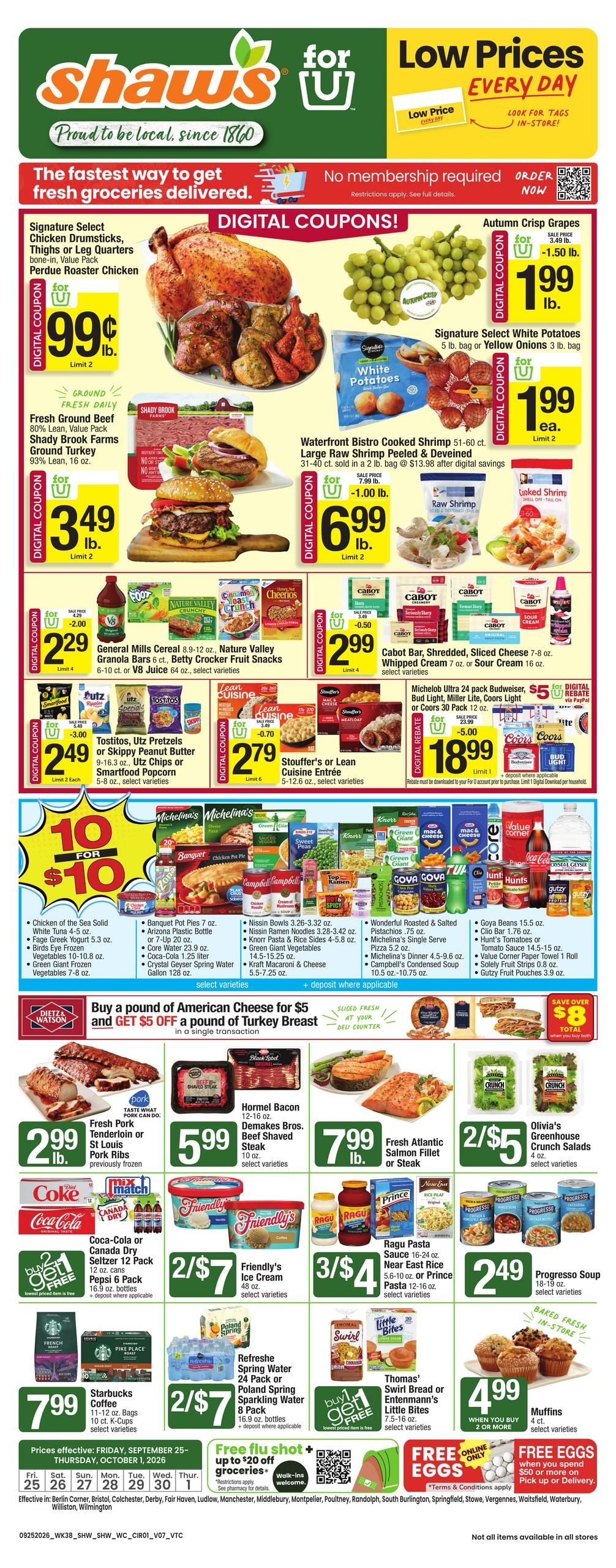 Shaw's (Williamstown Area, MA) Weekly Ad September 25 - October 1, 2026