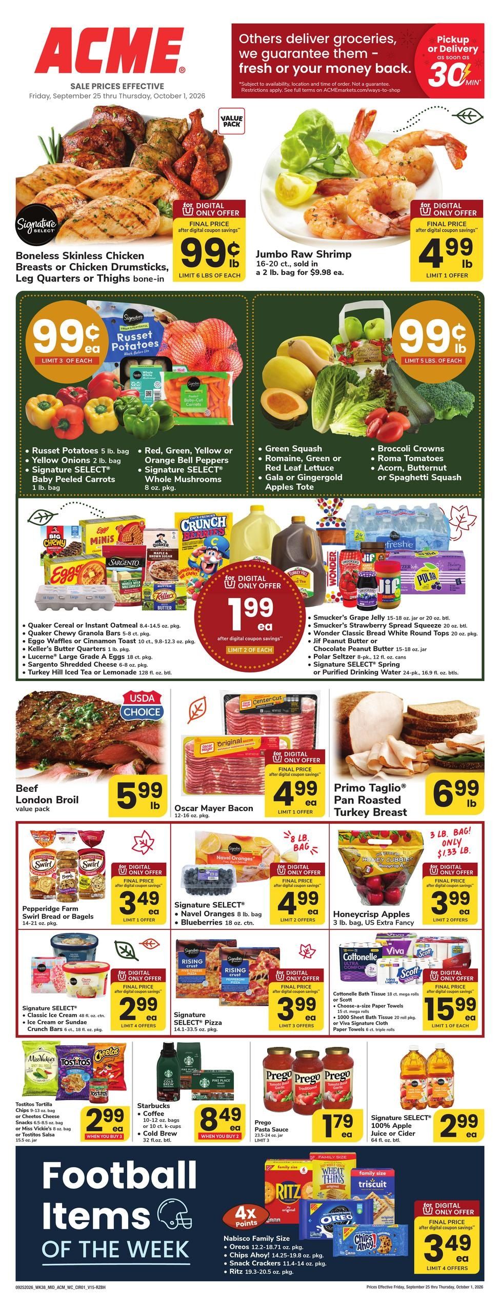 Acme Markets (Edison Area, NJ) Weekly Ad September 25 - October 1, 2026