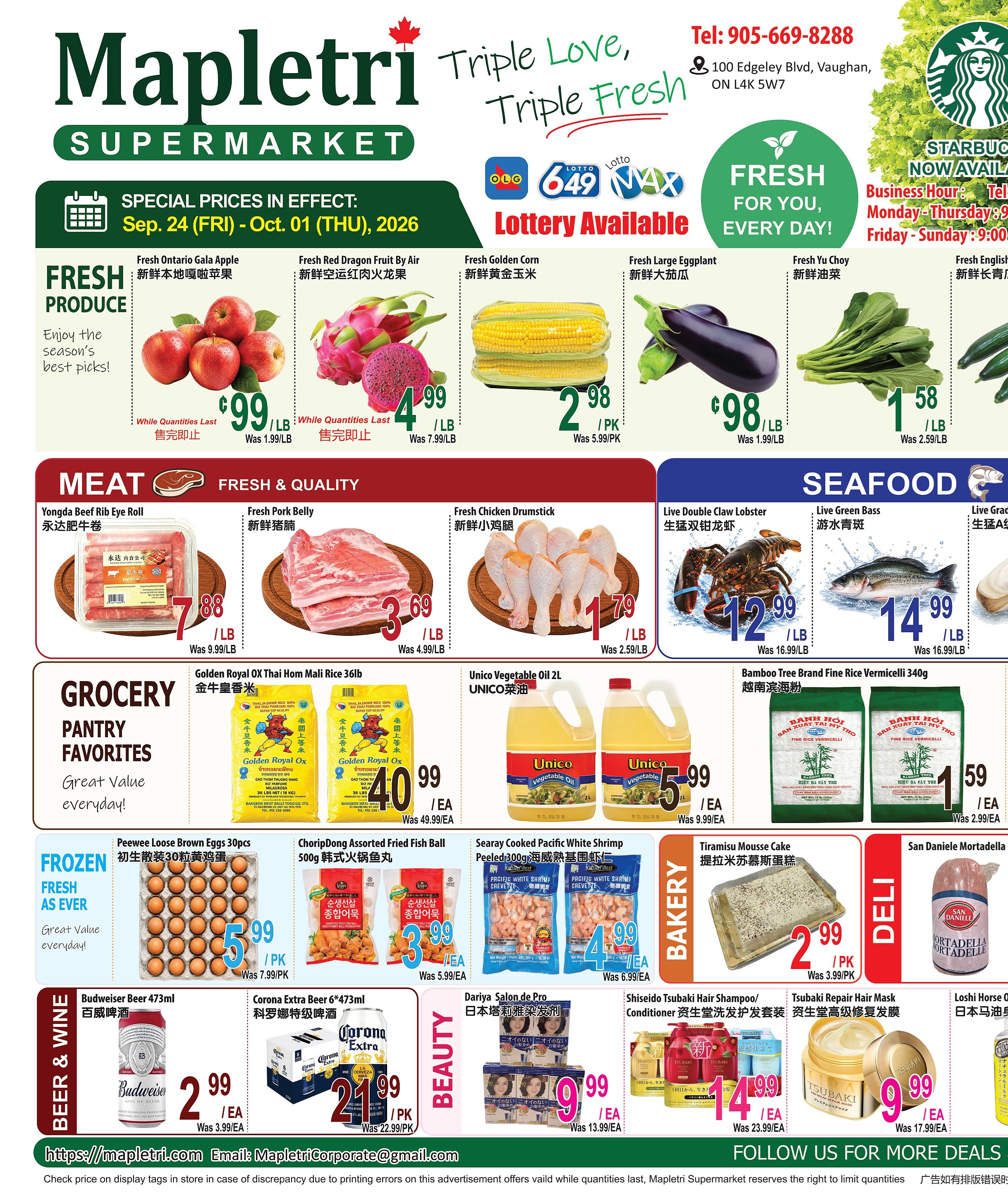 Mapletri Supermarket Flyer September 25 to October 1
