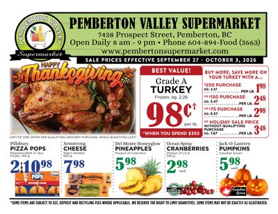 Pemberton Valley Supermarket Flyer September 27 to October 3