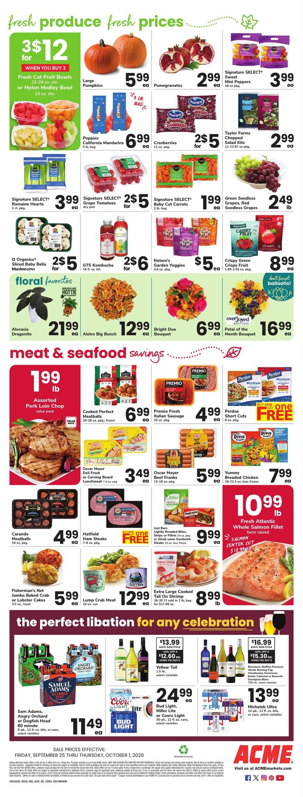 Acme Markets (Salisbury Area, MD) Weekly Ad September 25 - October 1, 2026