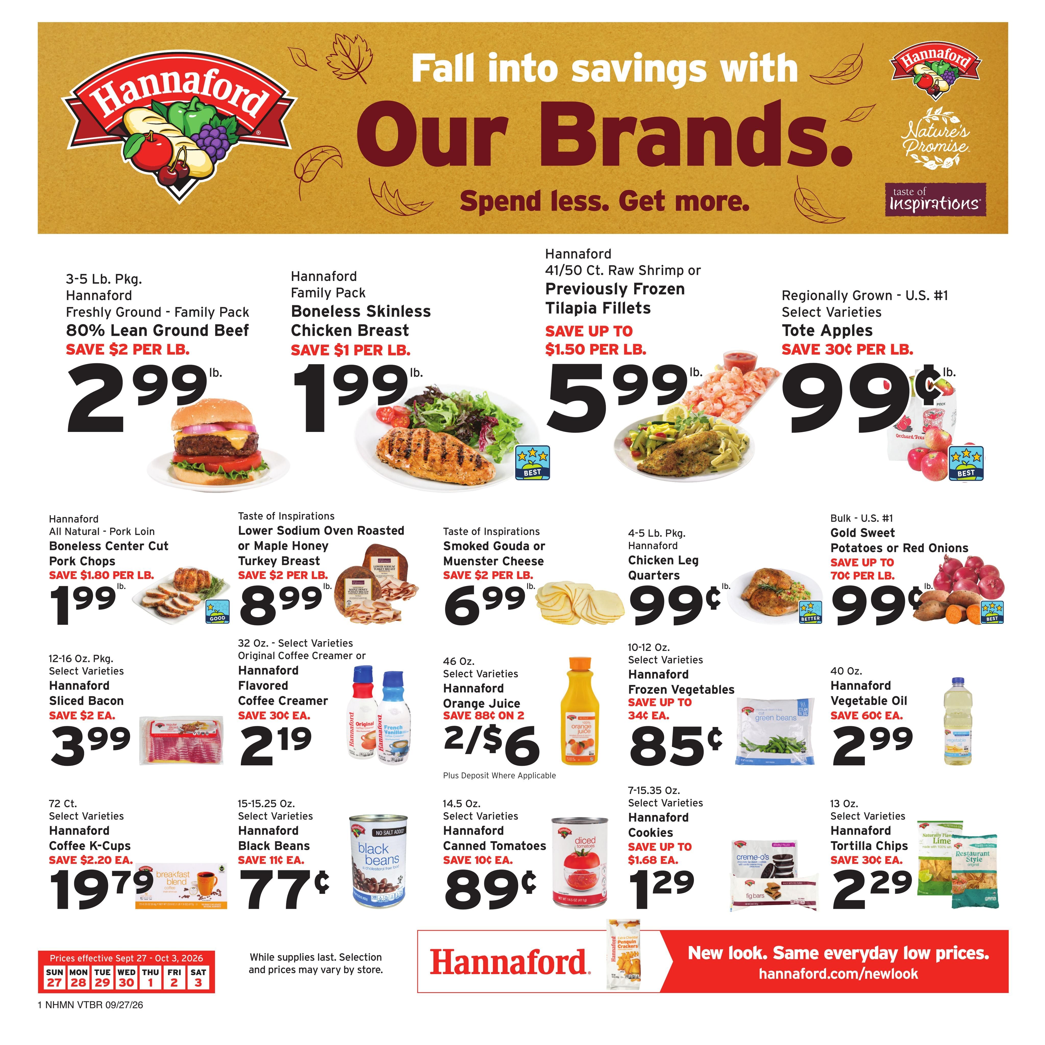 Hannaford (Concord Area, NH) Week 40 Weekly Ad September 27 - October 3, 2026