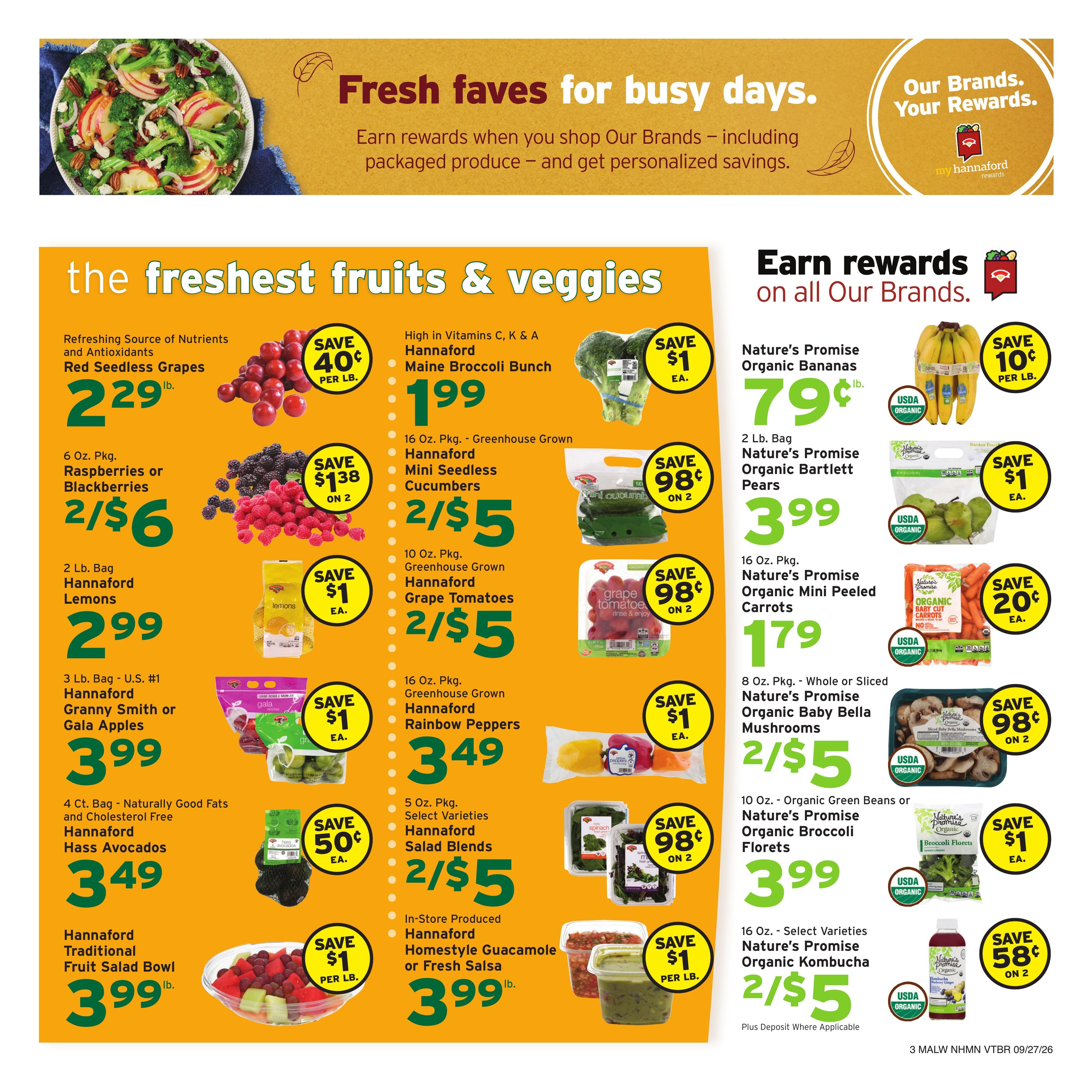 Hannaford (Concord Area, NH) Week 40 Weekly Ad September 27 - October 3, 2026