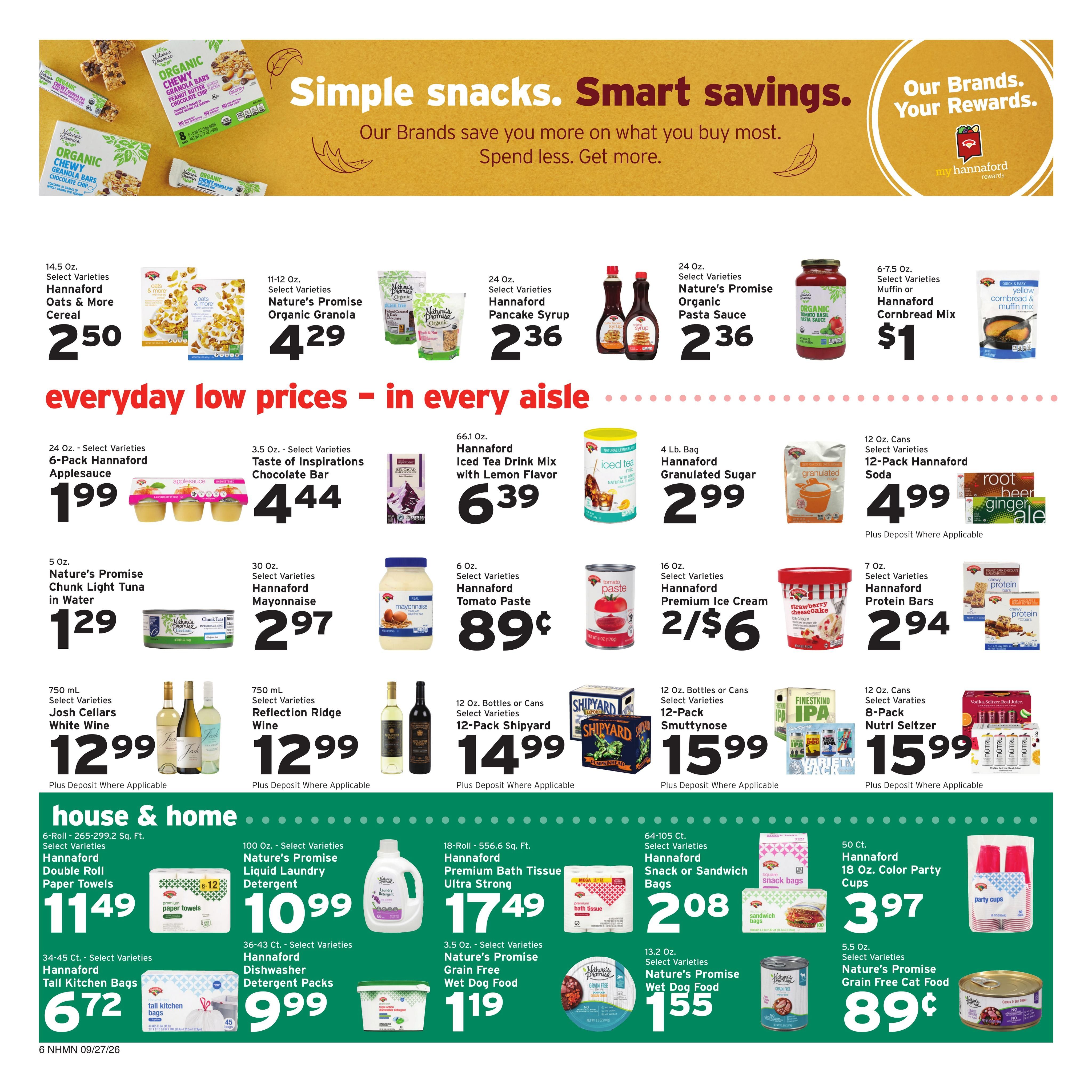 Hannaford (Concord Area, NH) Week 40 Weekly Ad September 27 - October 3, 2026