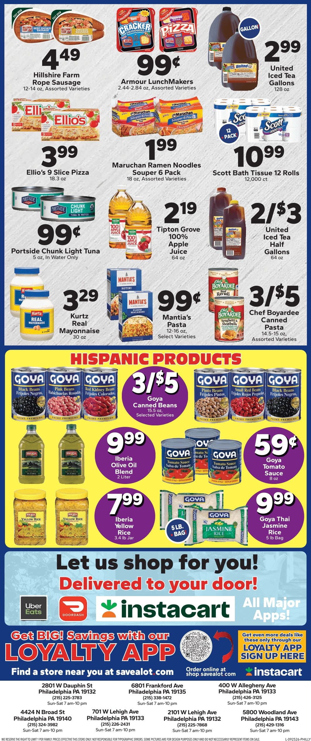 Save a Lot Food Stores (Philadelphia Area, PA) Weekly Ad September 25 - October 1, 2026