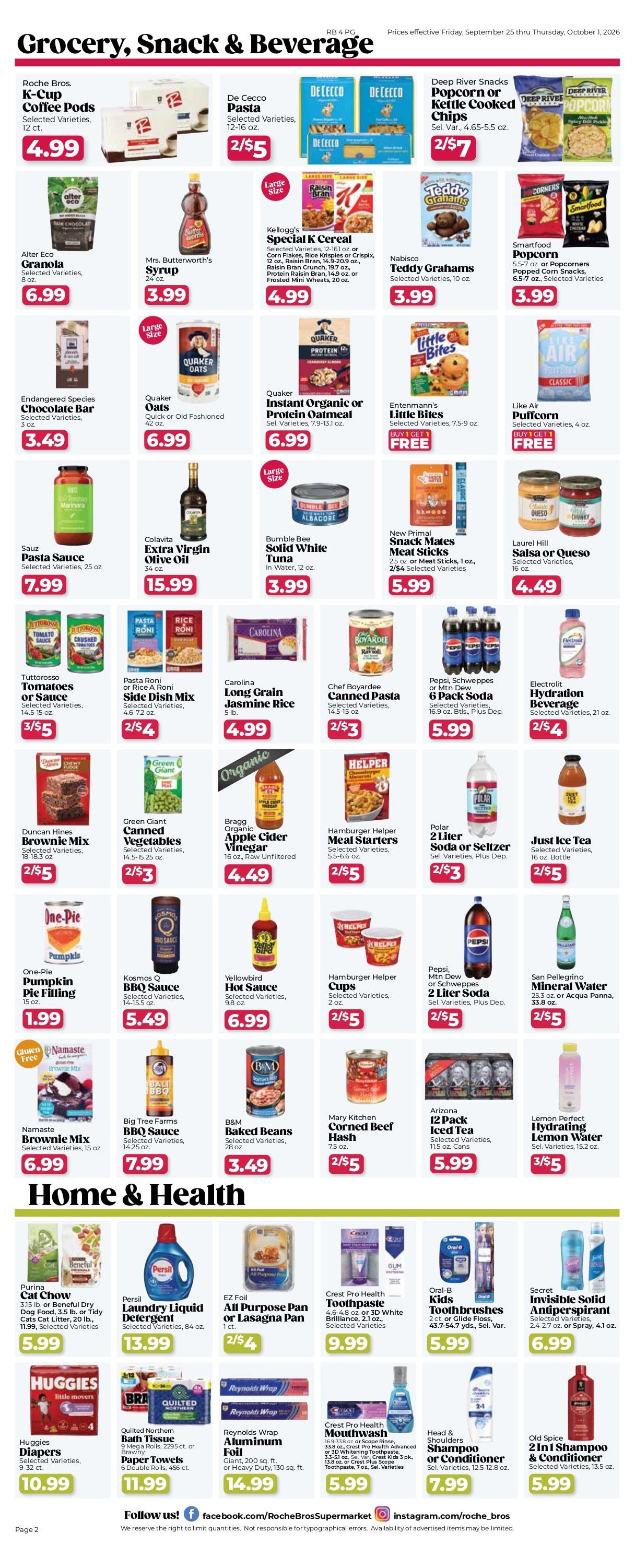 Roche Bros. Sudbury - Week's Weekly Ad September 11 - October 8, 2026