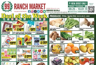 99 Ranch Market (Edison, Hackensack and Jersey City, NJ) Weekly Ad September 25 - October 2, 2026