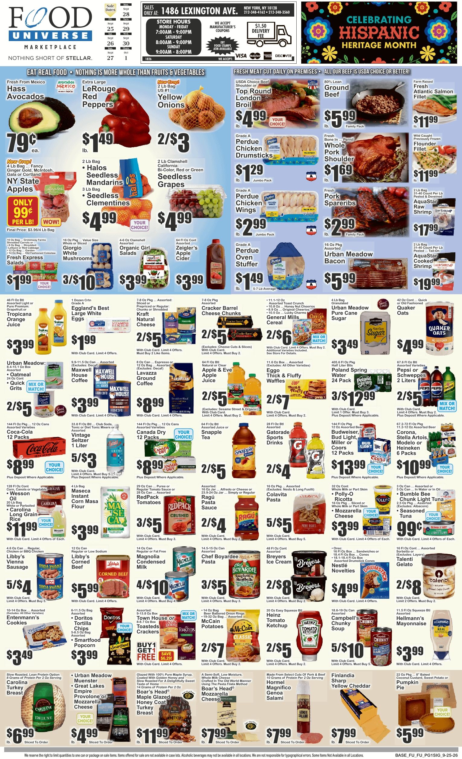 Food Universe (1486 Lexington Ave., New York, NY) Weekly Ad September 25 - October 1, 2026