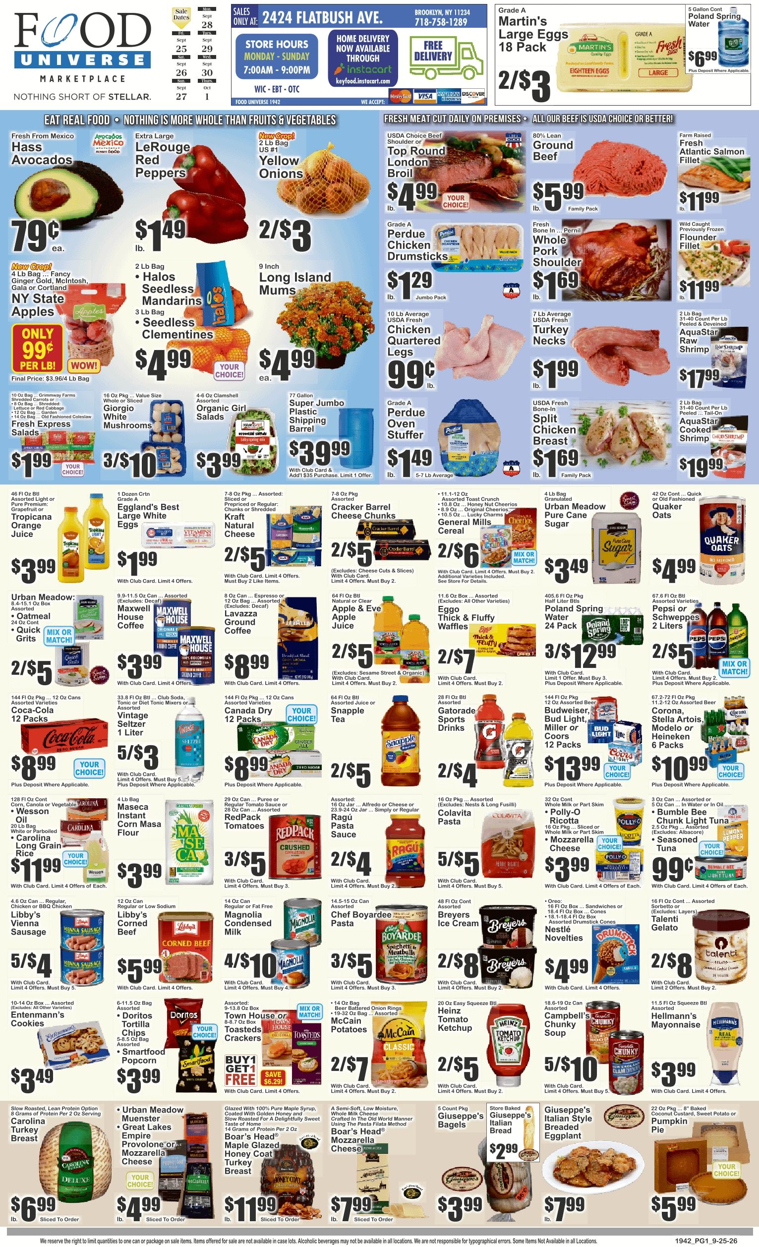 Food Universe (2424 Flatbush Ave., Brooklyn, NY) Weekly Ad September 25 - October 1, 2026