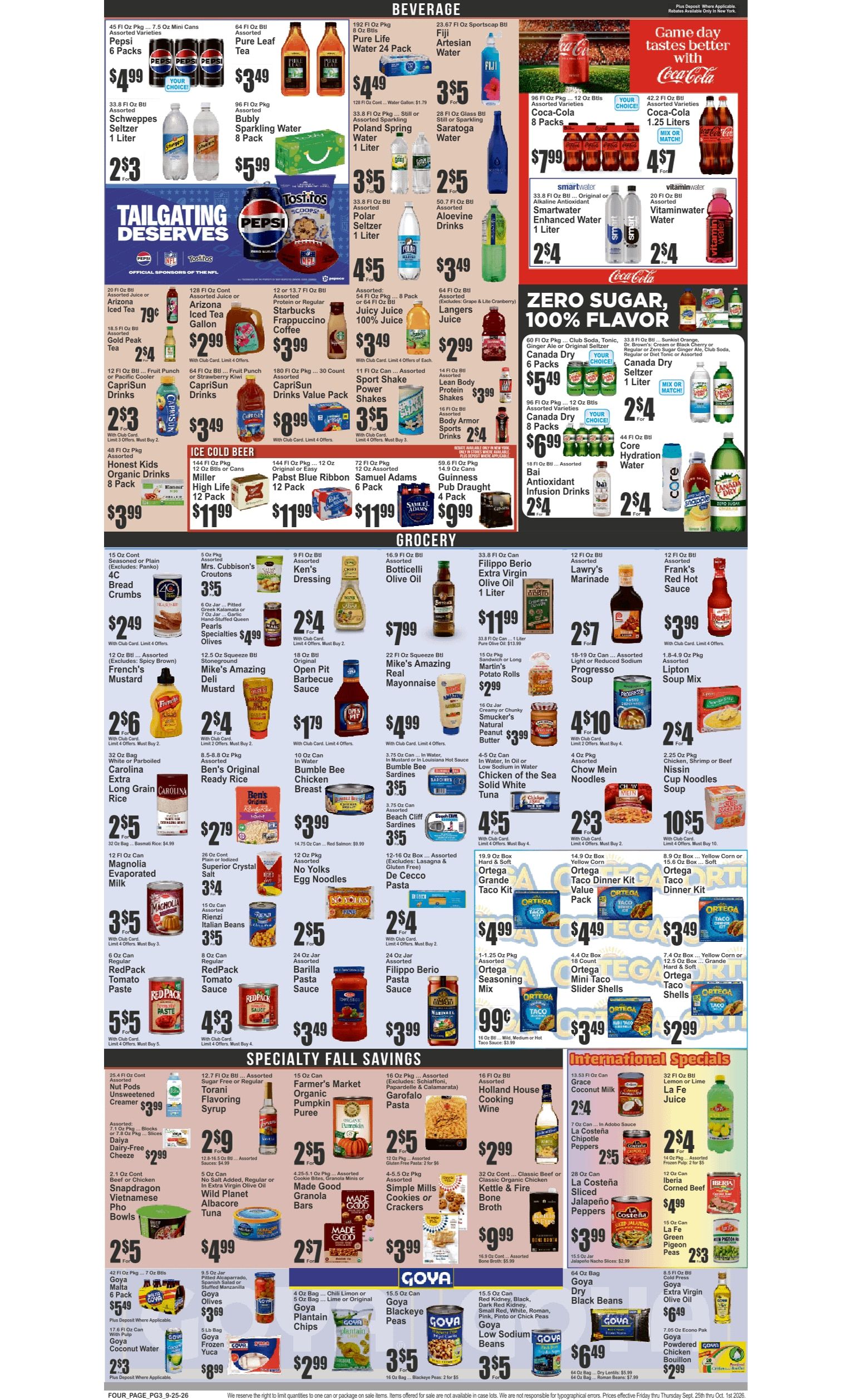 Food Universe (760 Melrose Ave., Bronx, NY) Weekly Ad September 25 - October 1, 2026