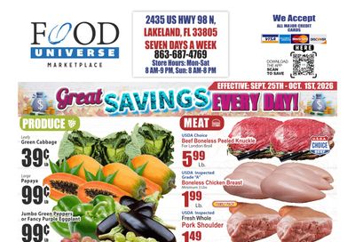 Food Universe (Lakeland, FL) Weekly Ad September 25 - October 1, 2026