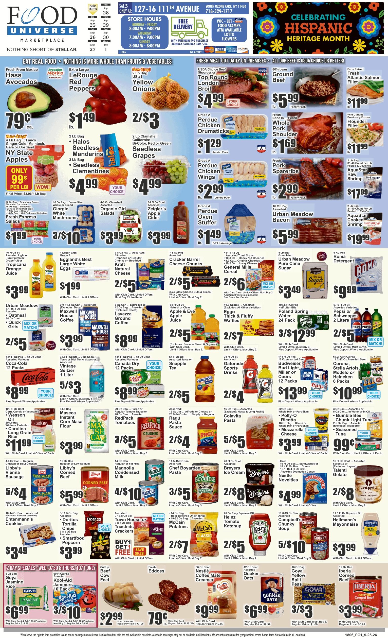 Food Universe (South Ozone Park, NY) Weekly Ad September 25 - October 1, 2026