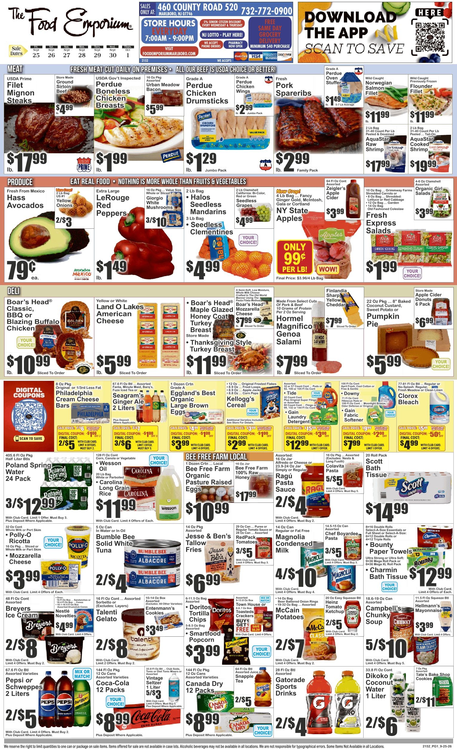 The Food Emporium (460 County Road 520, Marlboro, NJ) Food Emporium Weekly Ad September 25 - October 1, 2026