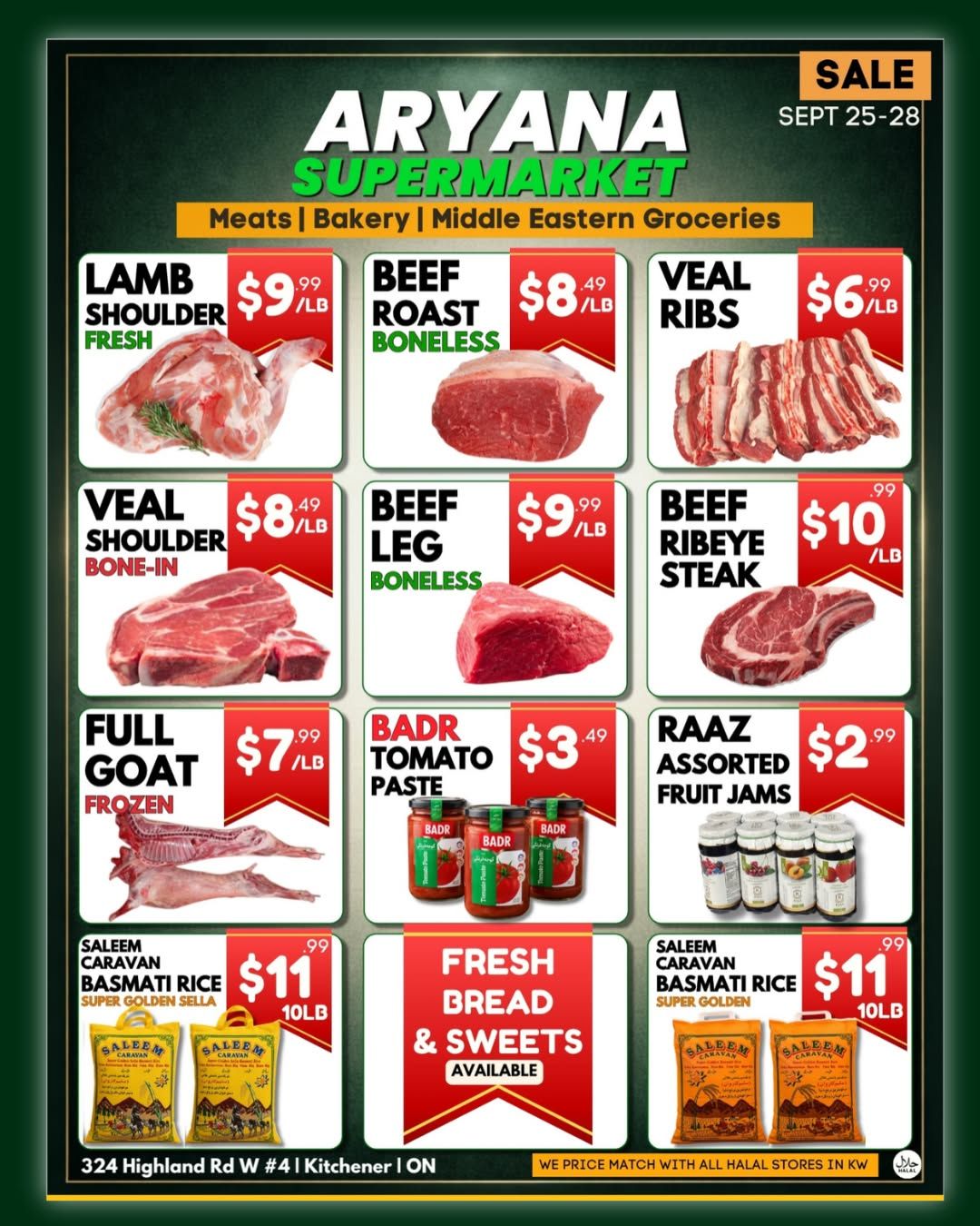 Aryana Supermarket (Kitchener) Flyer September 25 to 28