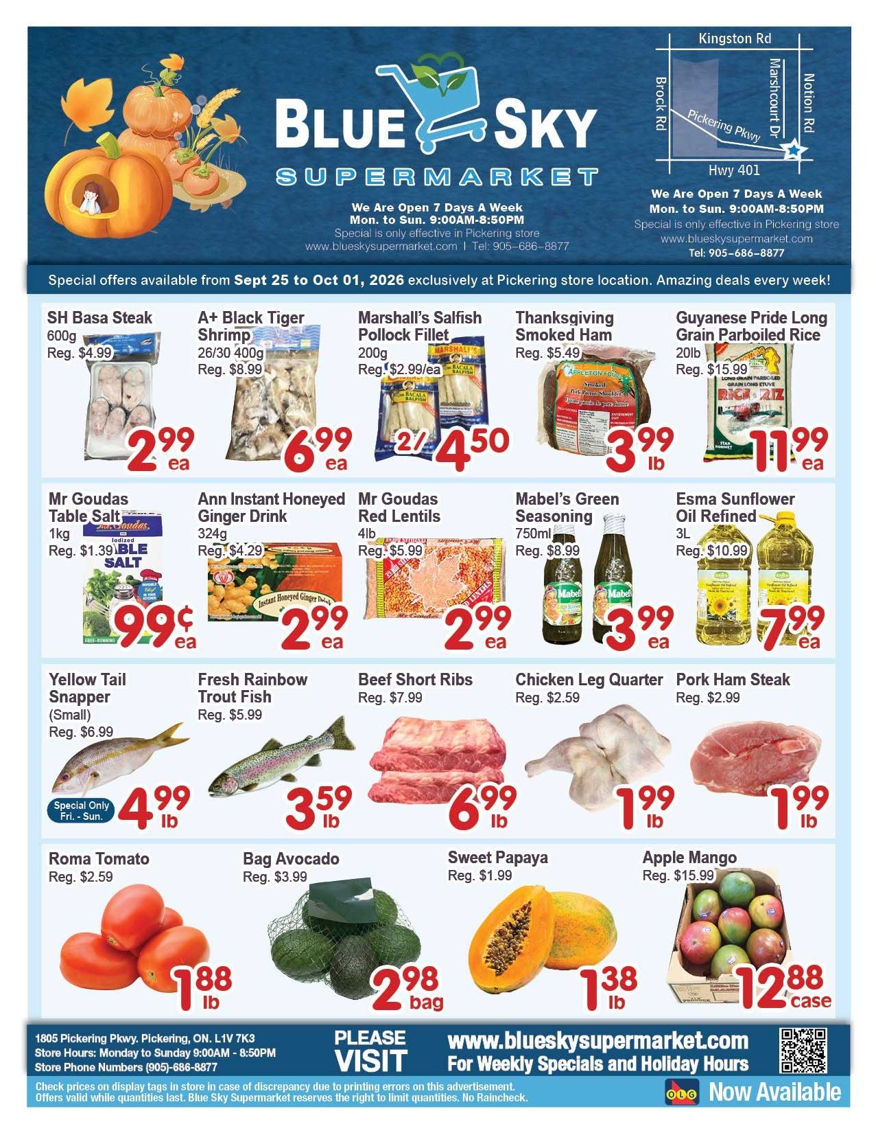 Blue Sky Supermarket (Pickering) Flyer September 25 to October 1