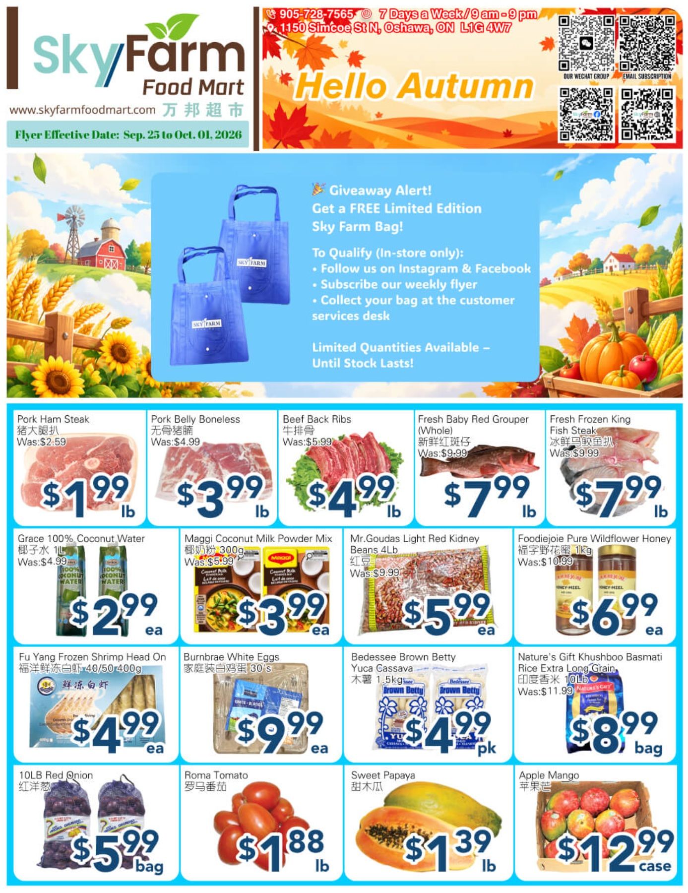 SkyFarm Food Mart Flyer September 25 to October 1