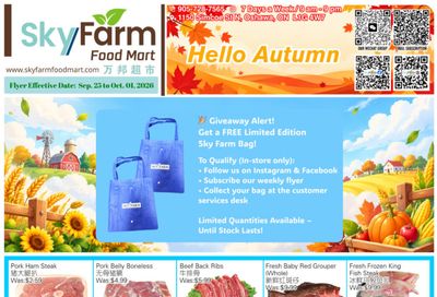 SkyFarm Food Mart Flyer September 25 to October 1