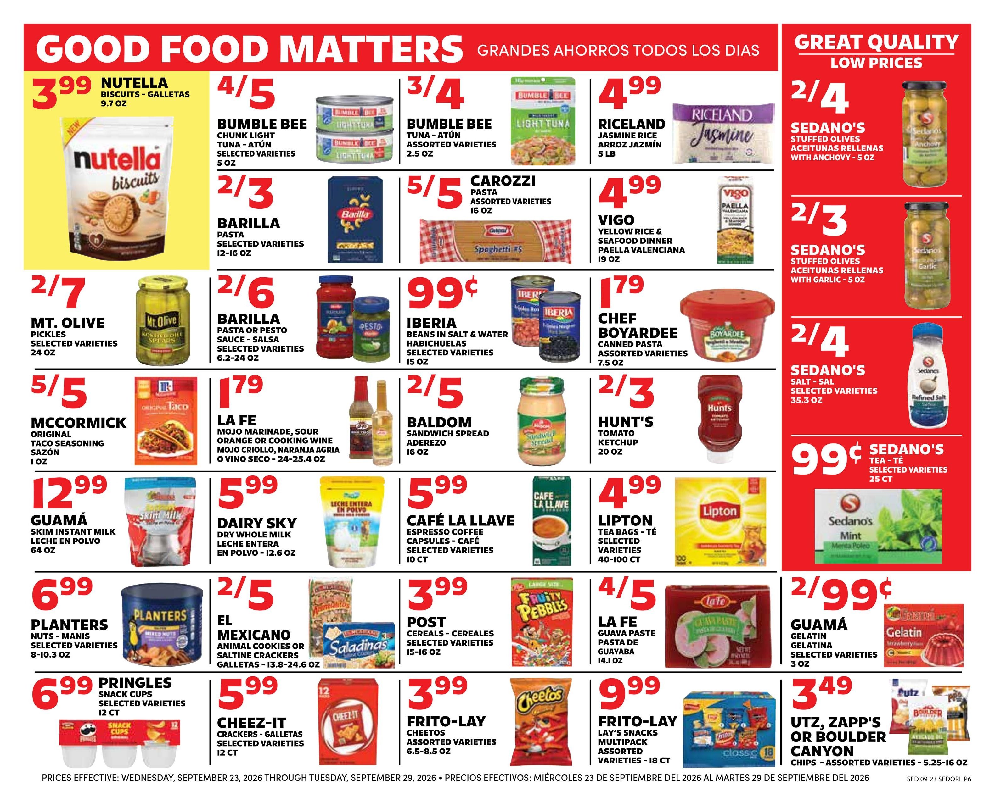 Sedano's (Orlando Area, FL) Weekly Ad September 23 - 29, 2026