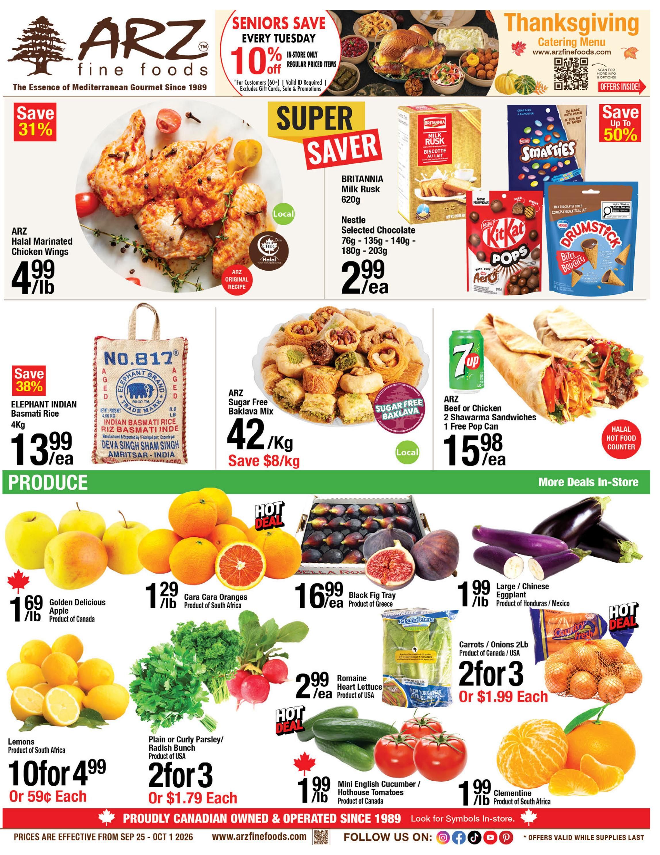 Arz Fine Foods Flyer September 25 to October 1