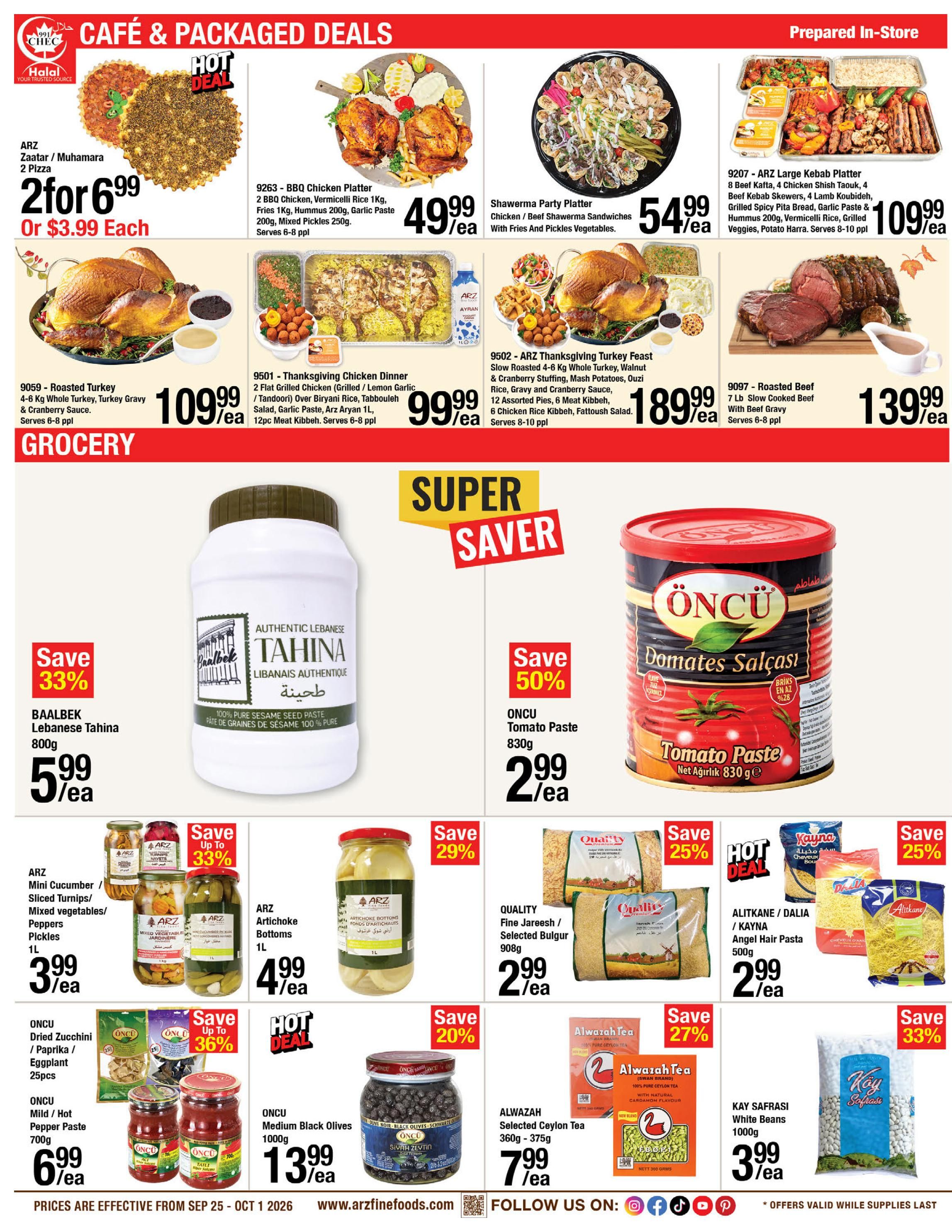 Arz Fine Foods Flyer September 25 to October 1
