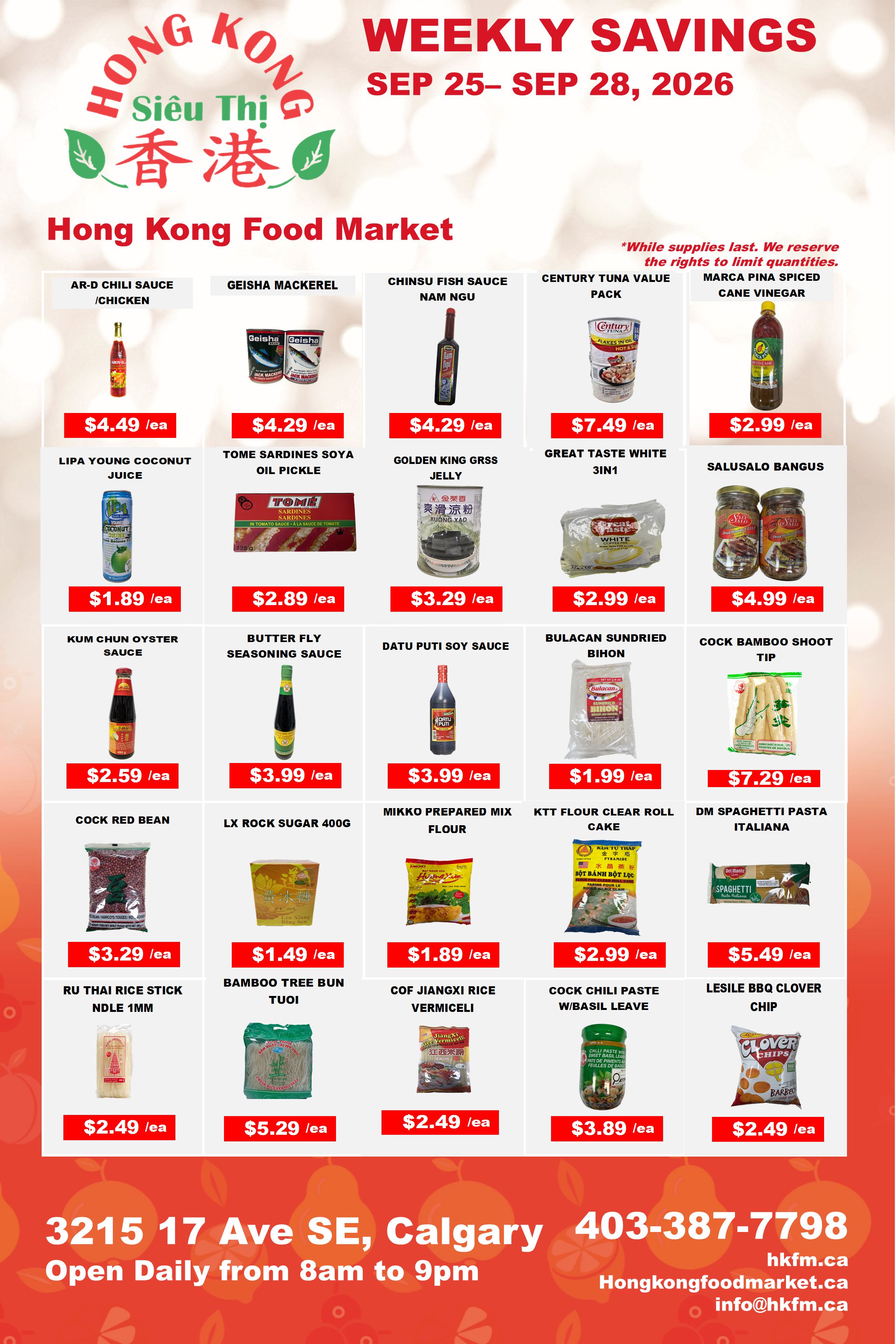Hong Kong Food Market Flyer September 25 to 28