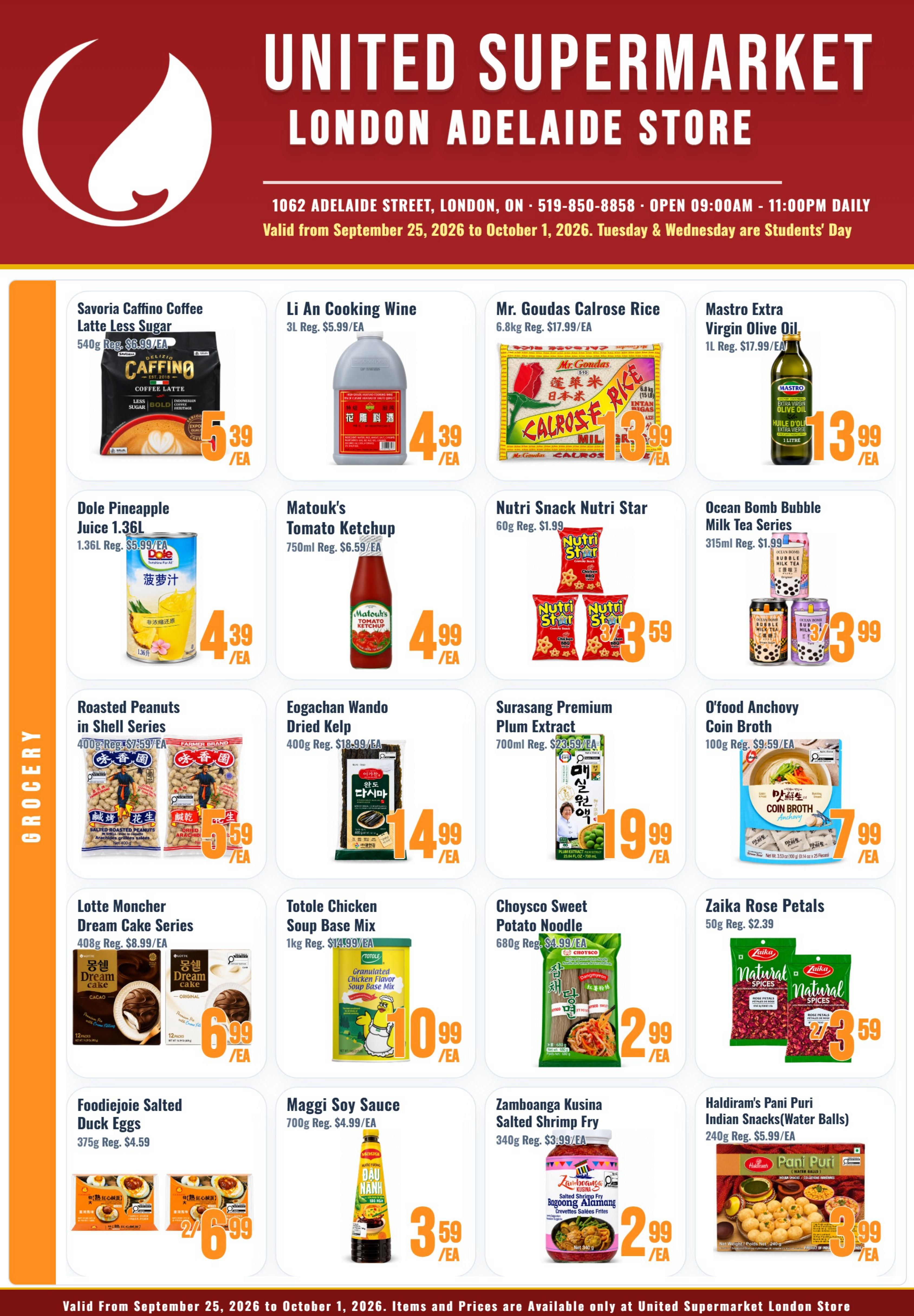United Supermarket (London) Flyer September 25 to October 1